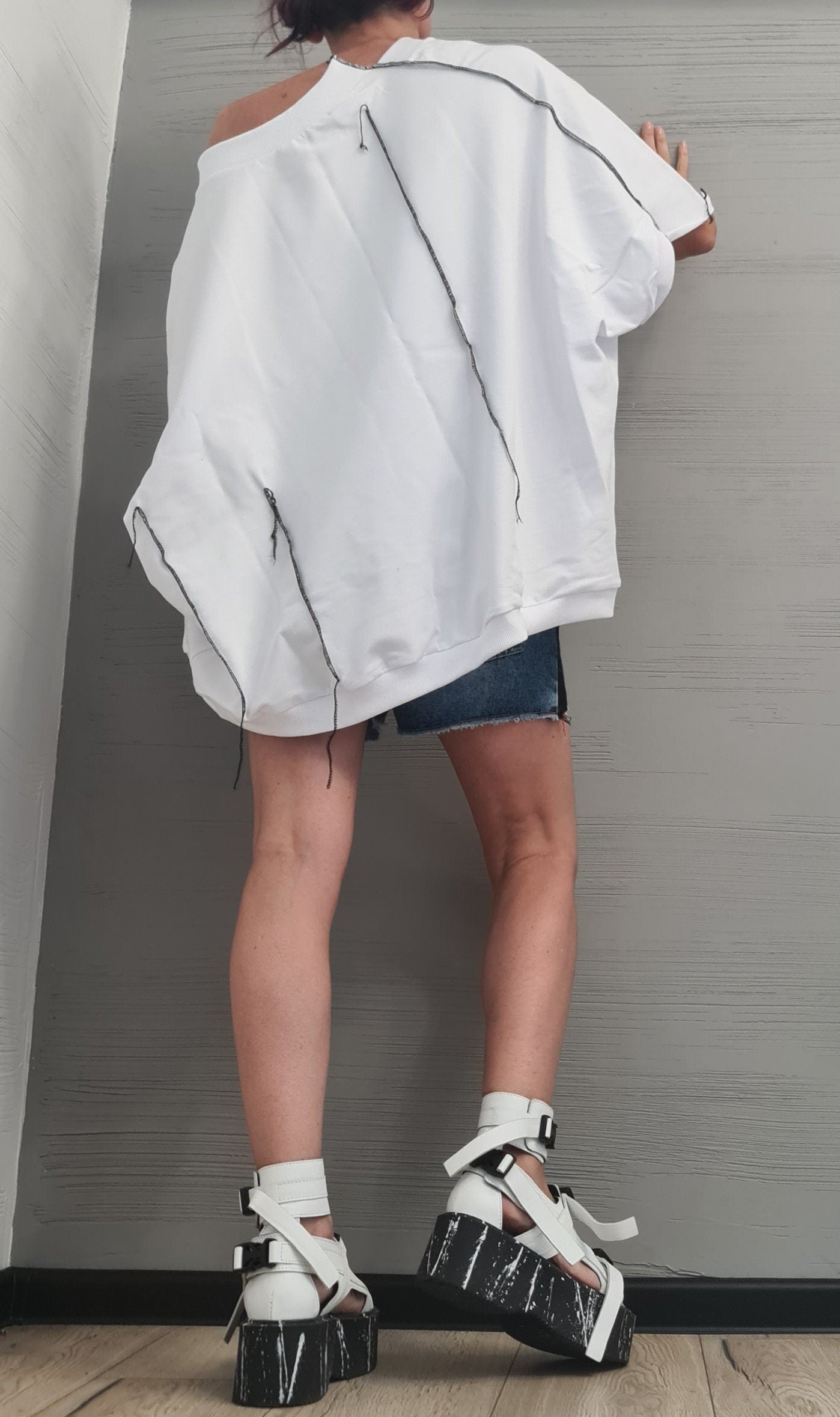 Asymmetrical Blouse, Avant Garde Blouse, Loose Blouse, Deconstructed Top, Steampunk Tunic, Oversize Tunic