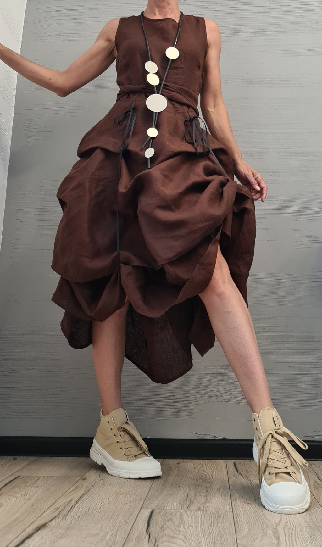 Linen Summer Dress for Women – Adjustable Linen Summer Dress – Sleeveless, Minimalist & Handmade from Natural Fabric Vacation Outfit