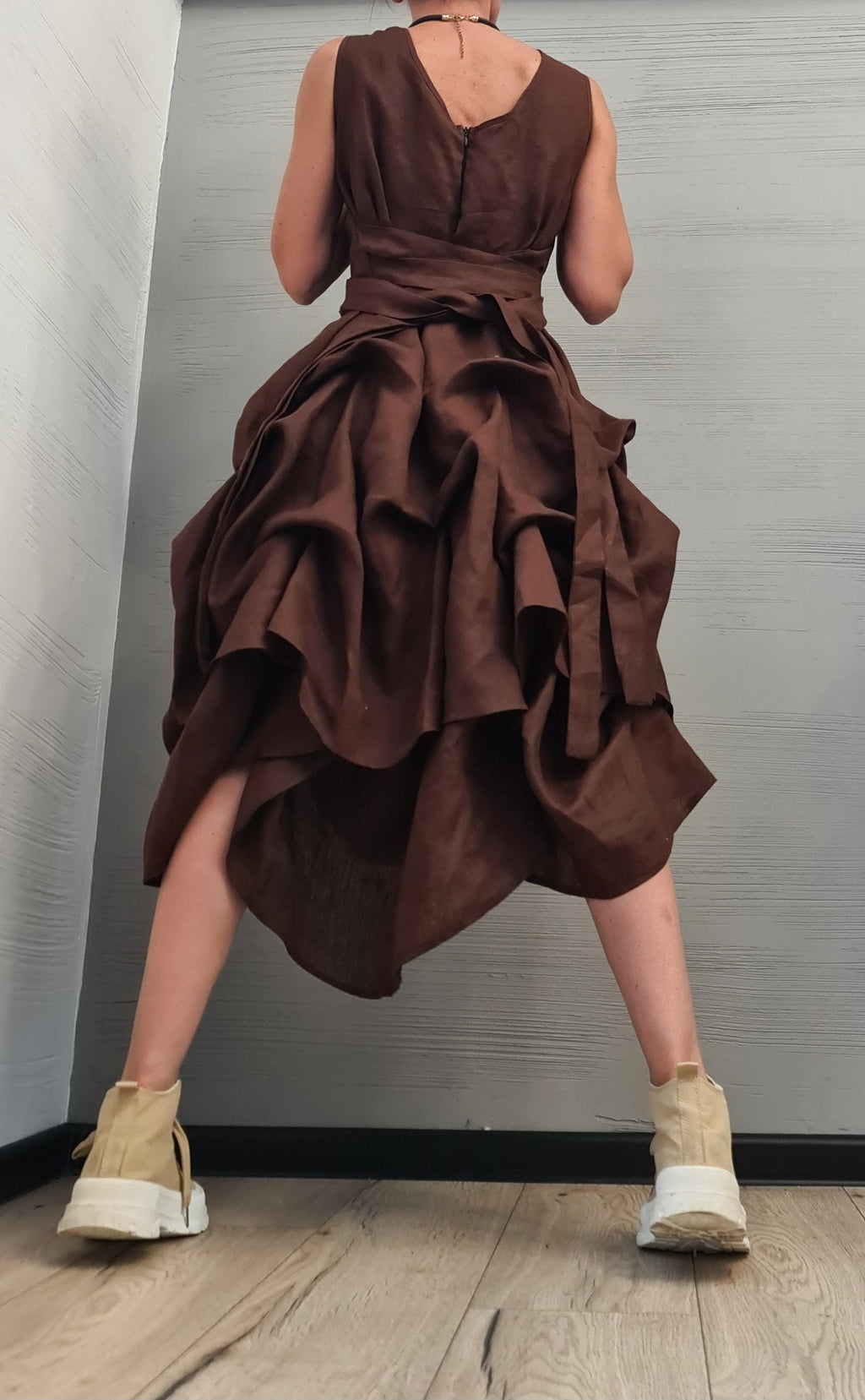 Linen Summer Dress for Women – Adjustable Linen Summer Dress – Sleeveless, Minimalist & Handmade from Natural Fabric Vacation Outfit