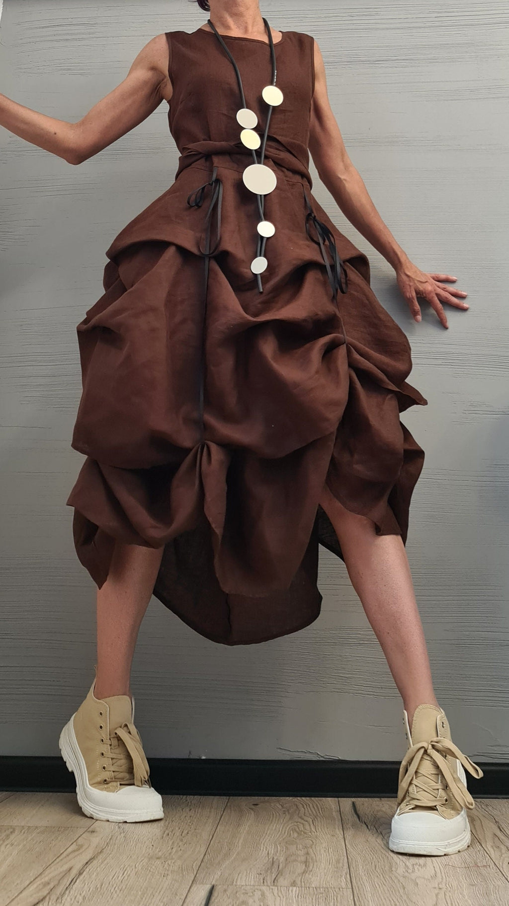 Linen Summer Dress for Women – Adjustable Linen Summer Dress – Sleeveless, Minimalist & Handmade from Natural Fabric Vacation Outfit