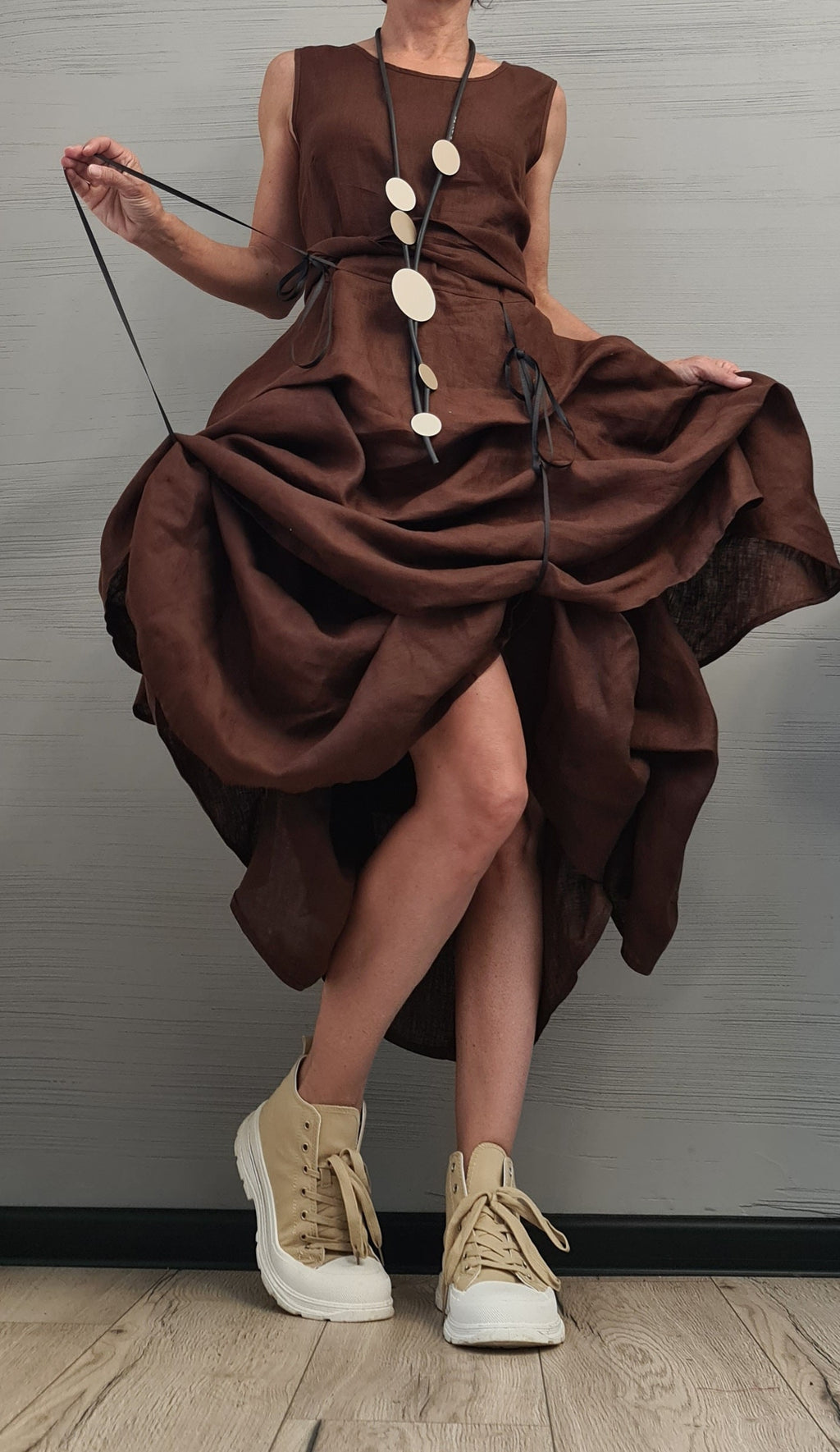 Linen Summer Dress for Women – Adjustable Linen Summer Dress – Sleeveless, Minimalist & Handmade from Natural Fabric Vacation Outfit