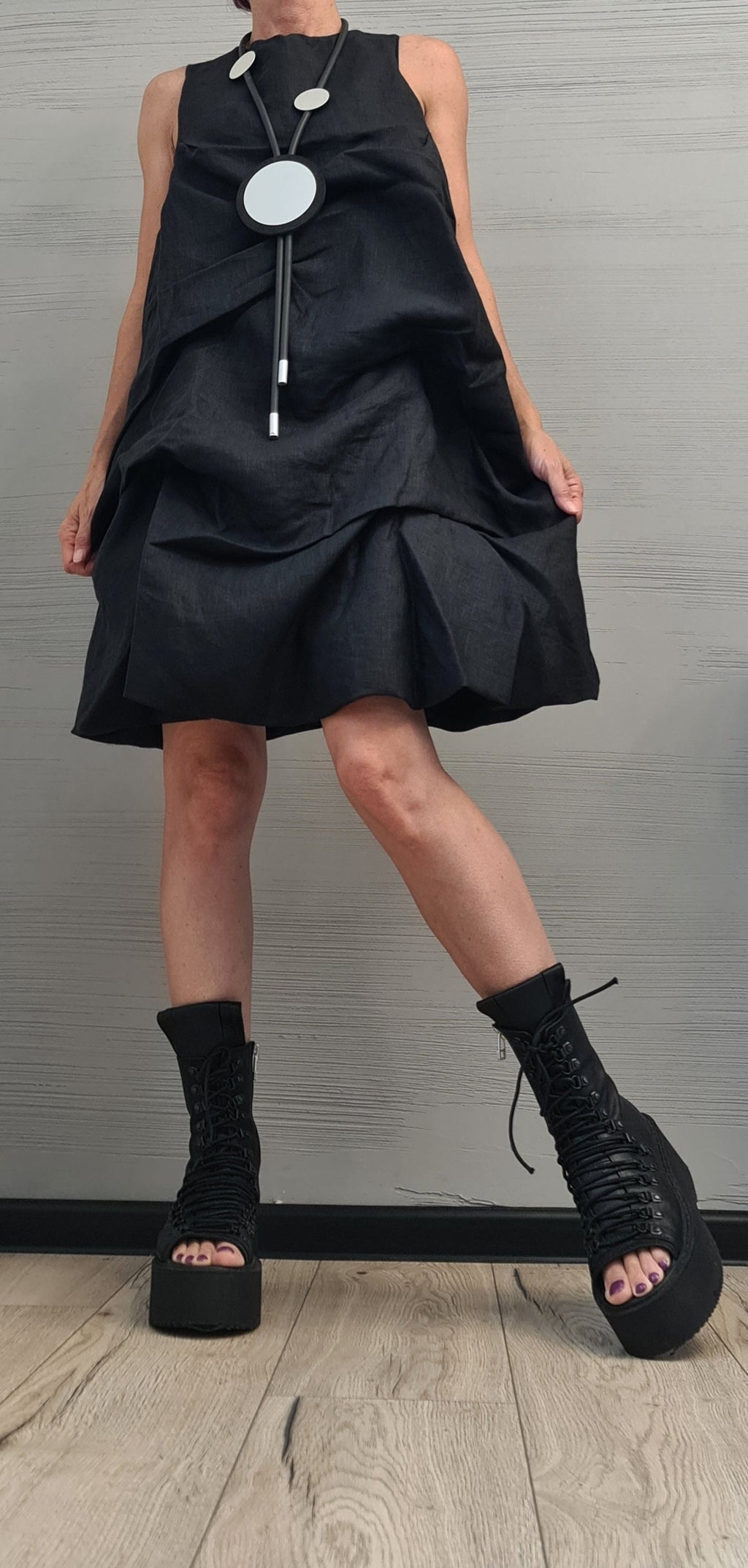 Linen Extravagant Dress, Designer Tunic Dress, Women Loose Tunic Dress, Plus Size Clothing, Sleeveless Dress, Wedding dress