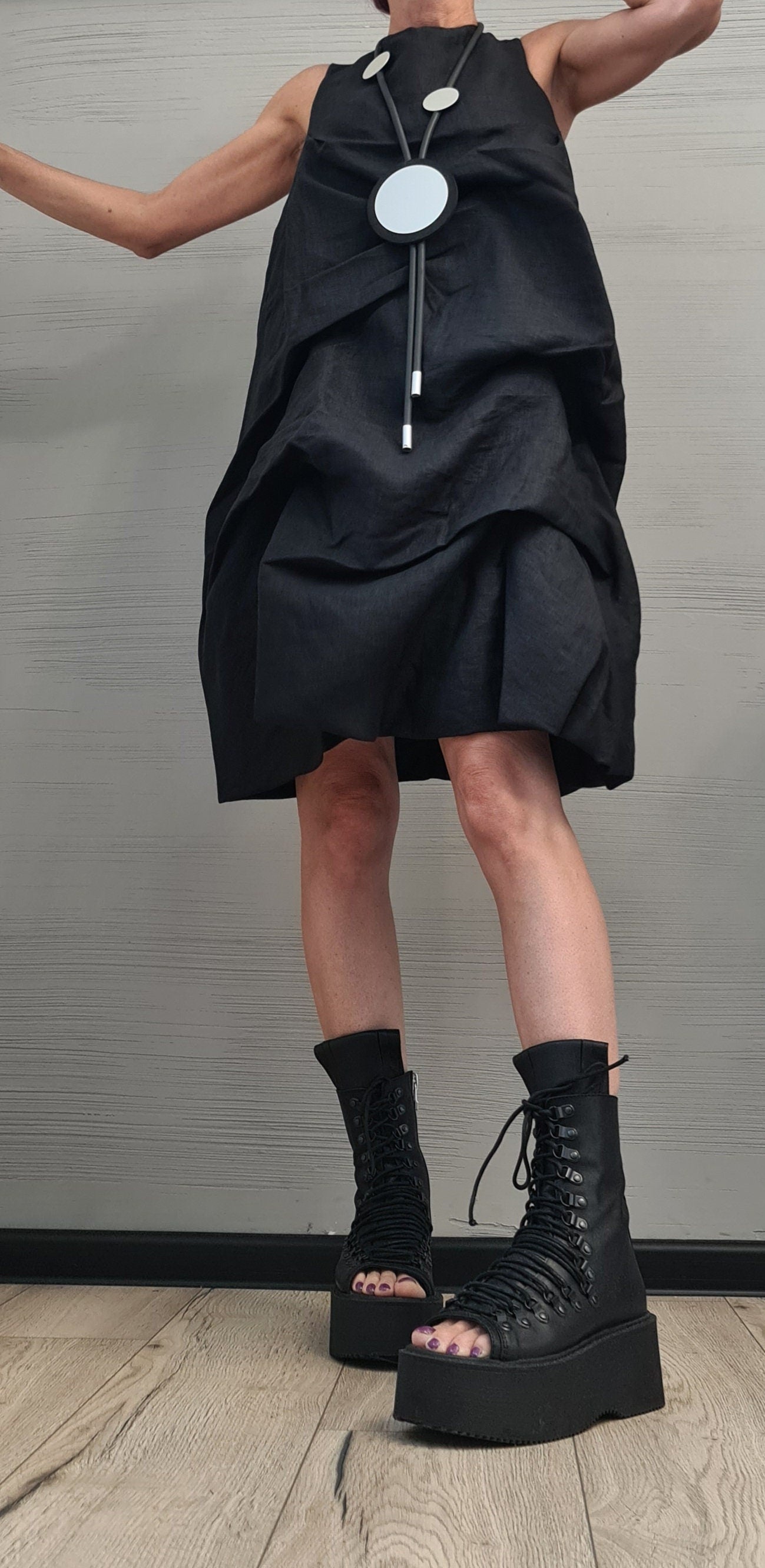 Linen Extravagant Dress, Designer Tunic Dress, Women Loose Tunic Dress, Plus Size Clothing, Sleeveless Dress, Wedding dress