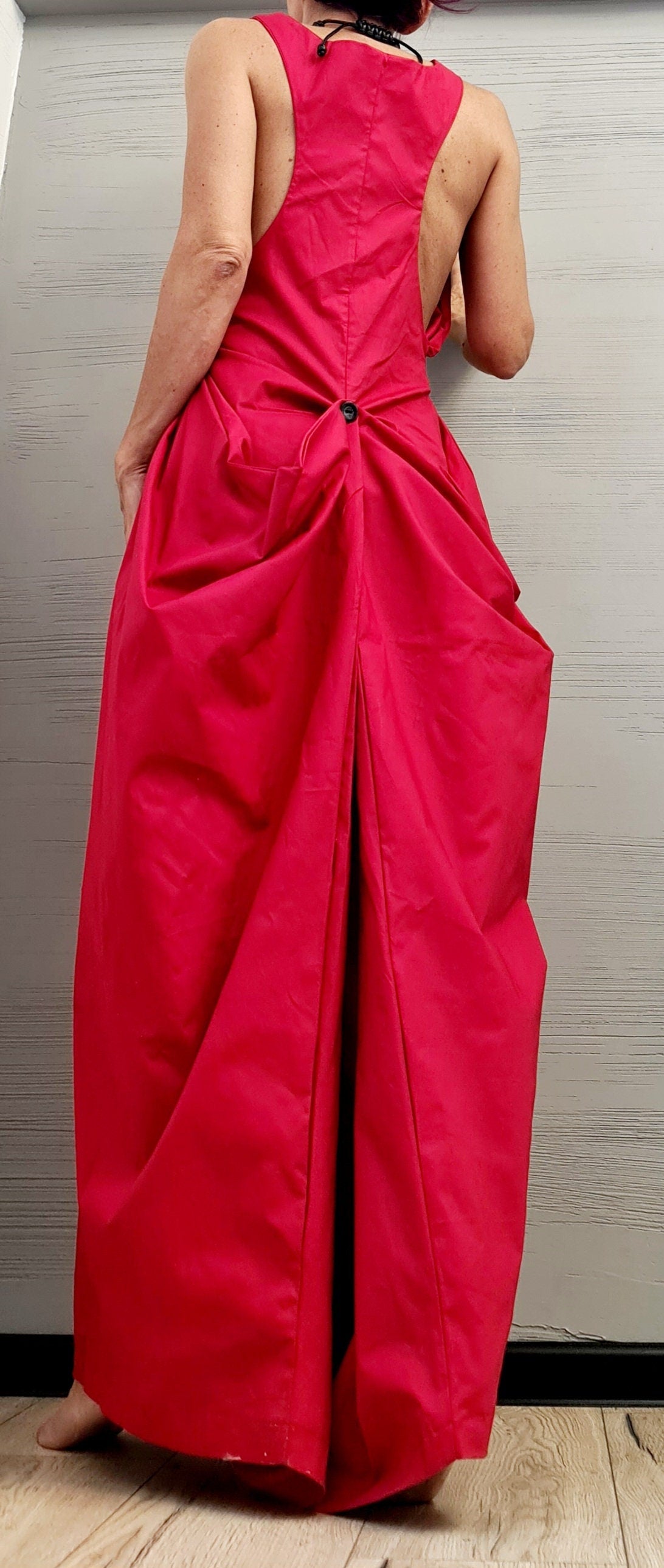 Red Maxi Dress, Loose Dress, Fitted dress, Wedding dress, Sleeveless Dress, Extravagant Dress, Open back