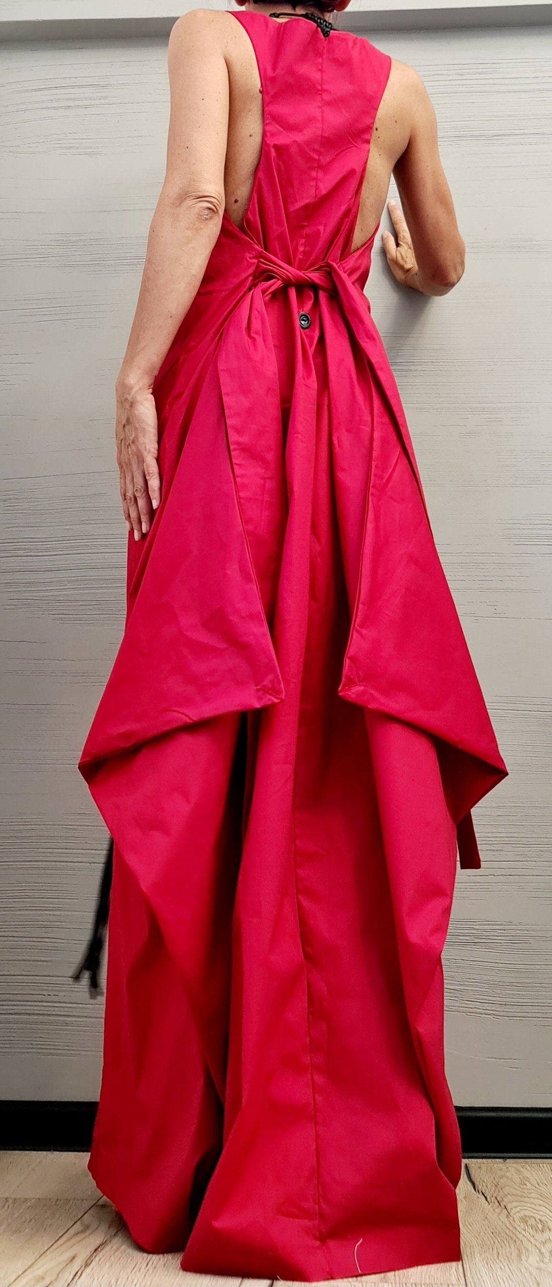 Red Maxi Dress, Loose Dress, Fitted dress, Wedding dress, Sleeveless Dress, Extravagant Dress, Open back