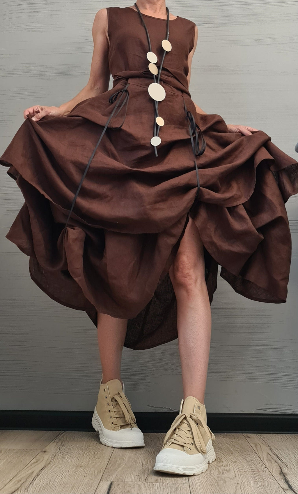 Linen Summer Dress for Women – Adjustable Linen Summer Dress – Sleeveless, Minimalist & Handmade from Natural Fabric Vacation Outfit