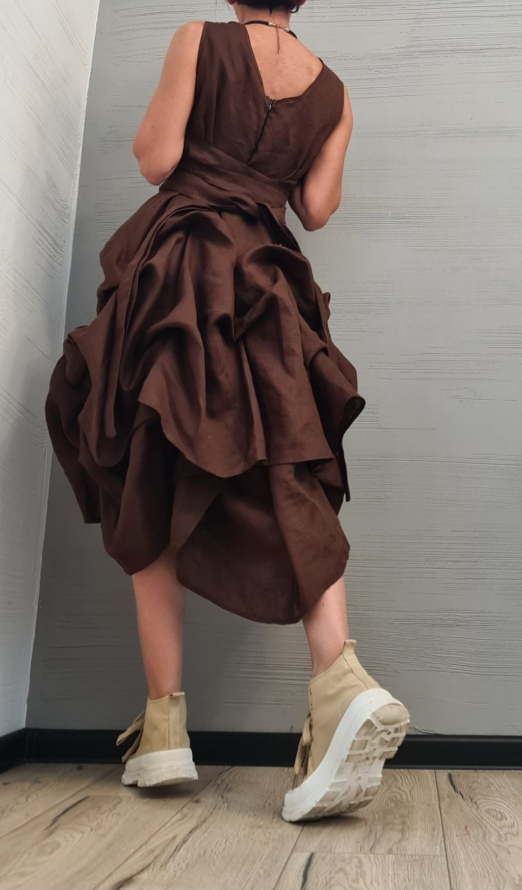 Linen Summer Dress for Women – Adjustable Linen Summer Dress – Sleeveless, Minimalist & Handmade from Natural Fabric Vacation Outfit