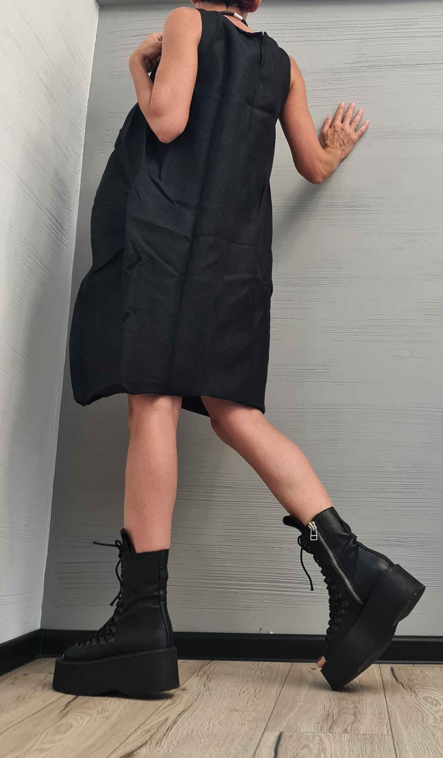 Linen Extravagant Dress, Designer Tunic Dress, Women Loose Tunic Dress, Plus Size Clothing, Sleeveless Dress, Wedding dress