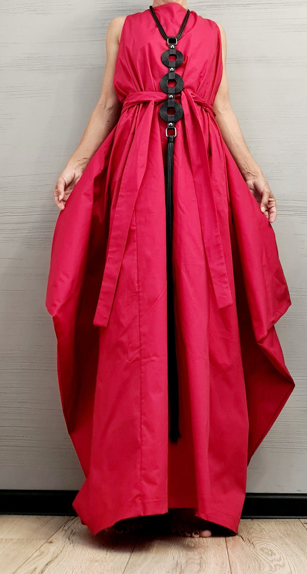 Red Maxi Dress, Loose Dress, Fitted dress, Wedding dress, Sleeveless Dress, Extravagant Dress, Open back