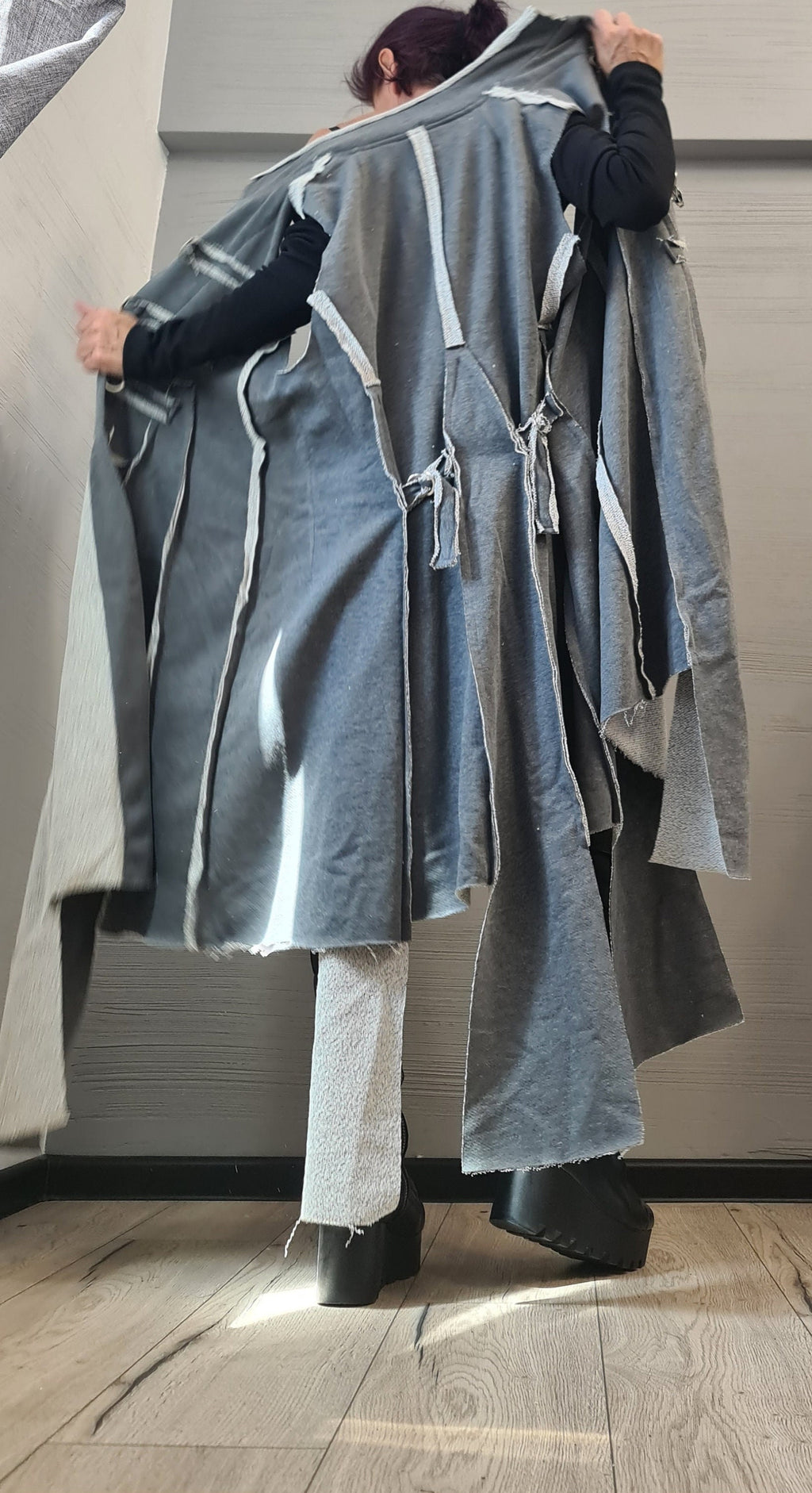 New collection Grey Cotton Vest, Asymmetric Vest, Sleeveless Vest, Long Vest, Extravagant Vest, Maxi Vest