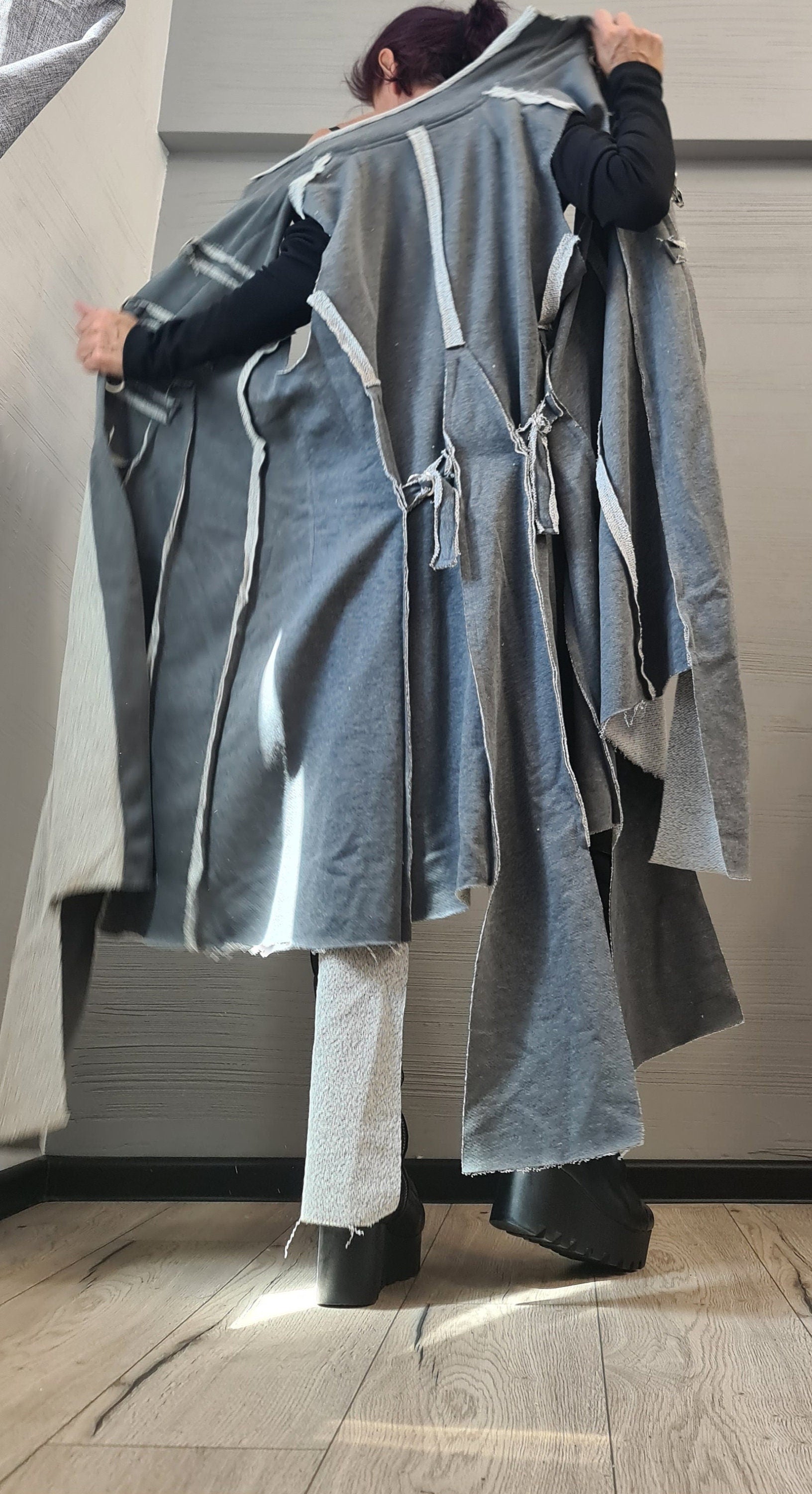 New collection Grey Cotton Vest, Asymmetric Vest, Sleeveless Vest, Long Vest, Extravagant Vest, Maxi Vest