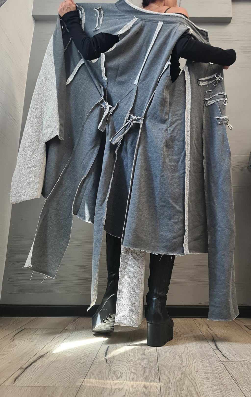 New collection Grey Cotton Vest, Asymmetric Vest, Sleeveless Vest, Long Vest, Extravagant Vest, Maxi Vest