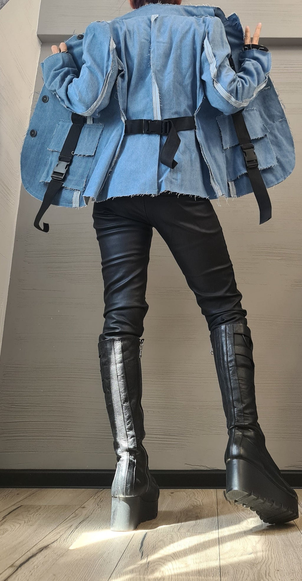 Asymmetrical Denim Blazer, Avant Garde Women Blazer, Extravagant Jacket, Party Jacket