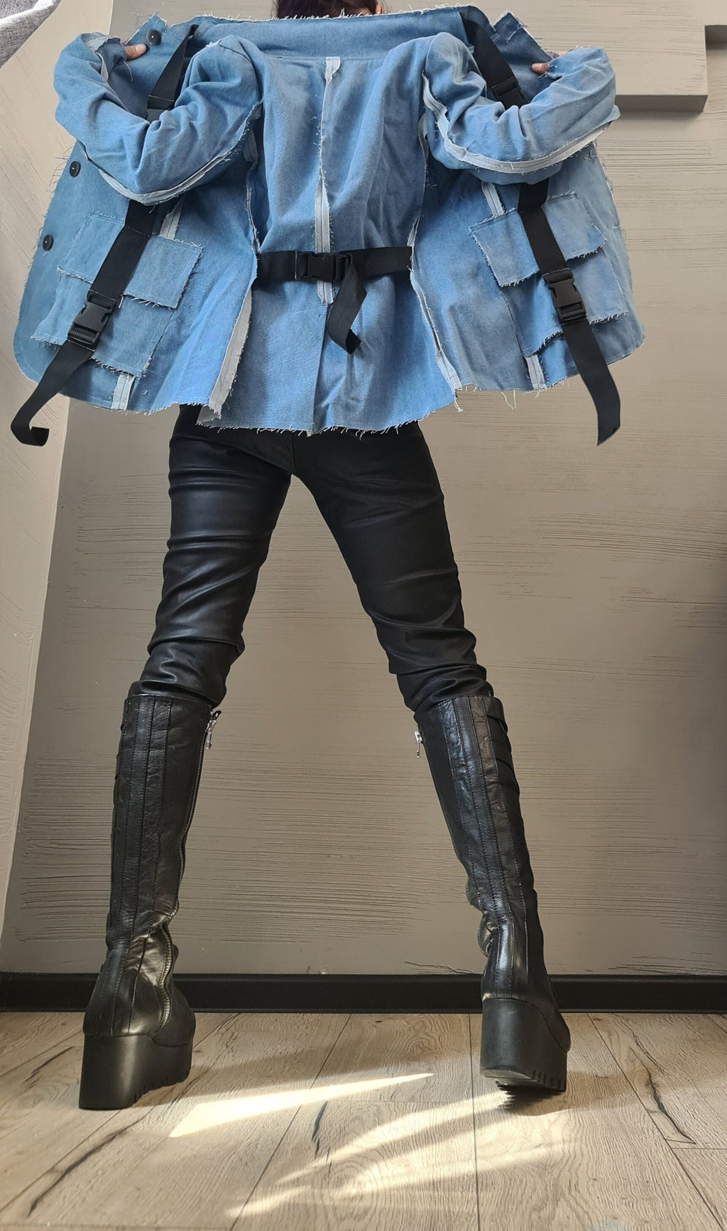 Asymmetrical Denim Blazer, Avant Garde Women Blazer, Extravagant Jacket, Party Jacket