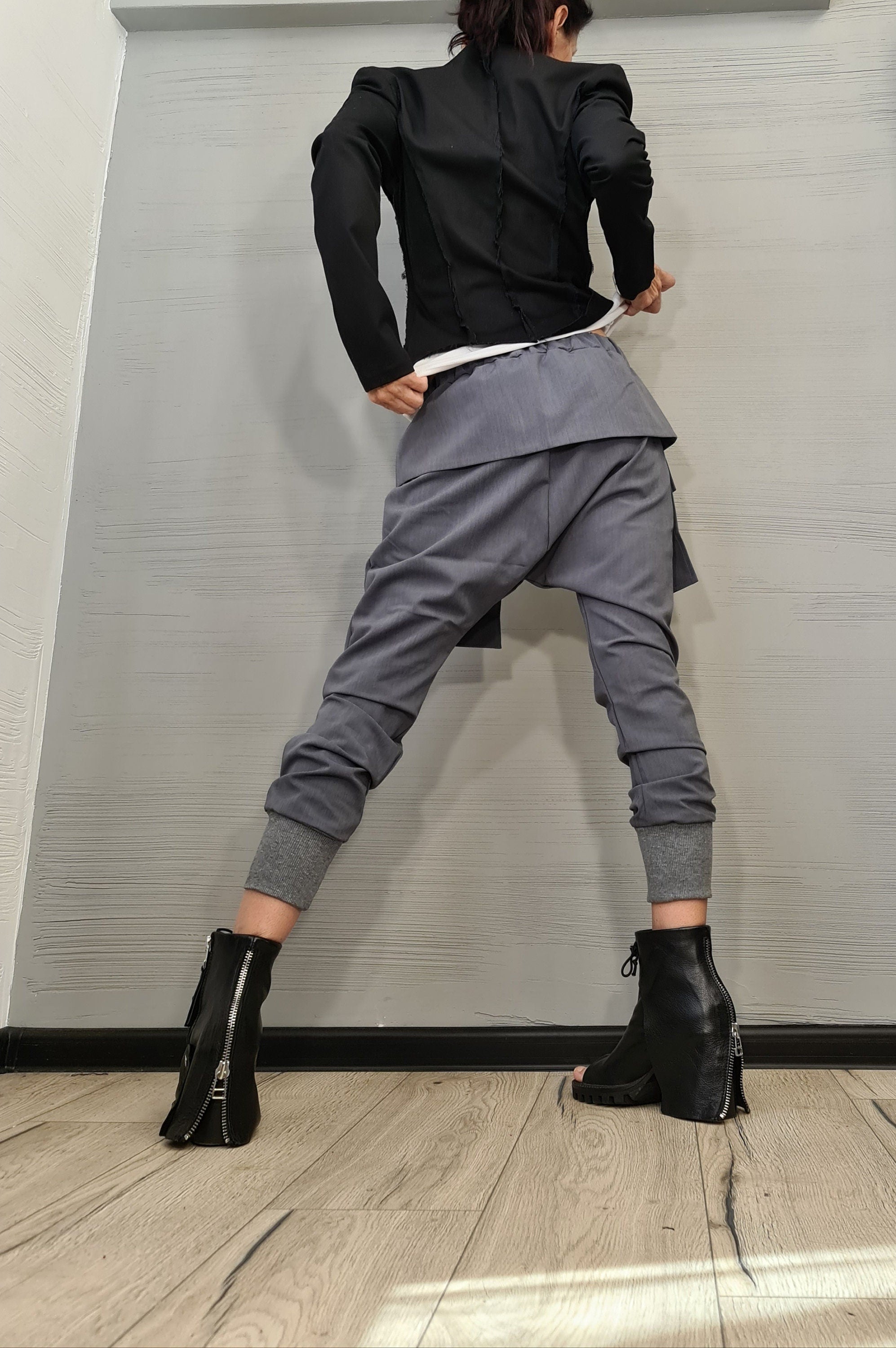 Women Harem Pants, Large Outer Pockets Pants, Harem Women Trousers, Black Loose Pants, Gothic Pants, Extravagant Women Pants
