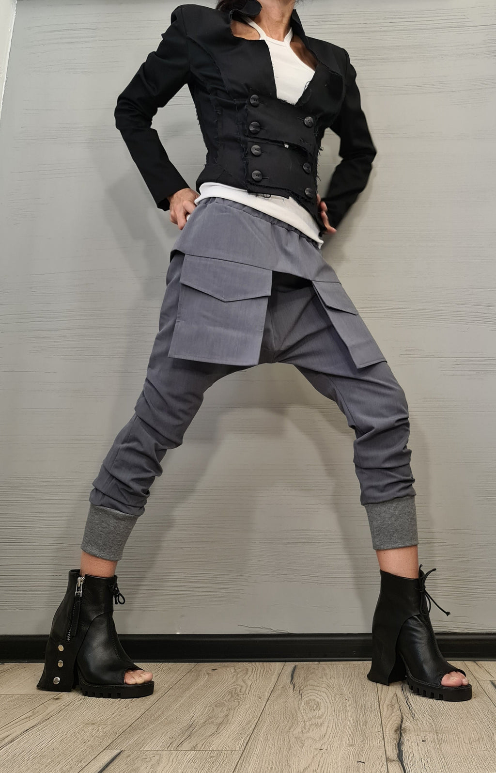 Women Harem Pants, Large Outer Pockets Pants, Harem Women Trousers, Black Loose Pants, Gothic Pants, Extravagant Women Pants