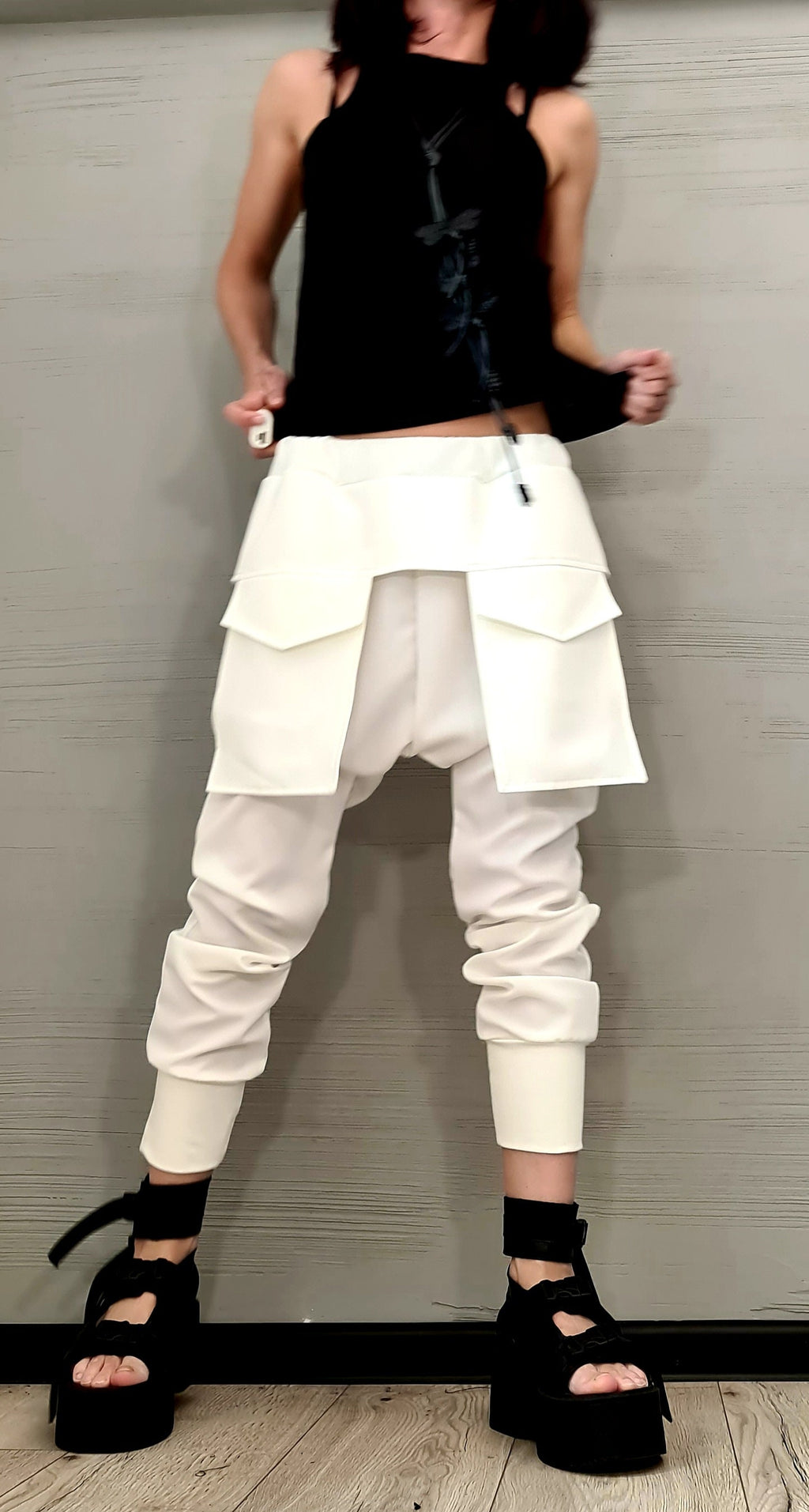 Women Harem Pants, Large Outer Pockets Pants, Harem Women Trousers, Black Loose Pants, Gothic Pants, Extravagant Women Pants