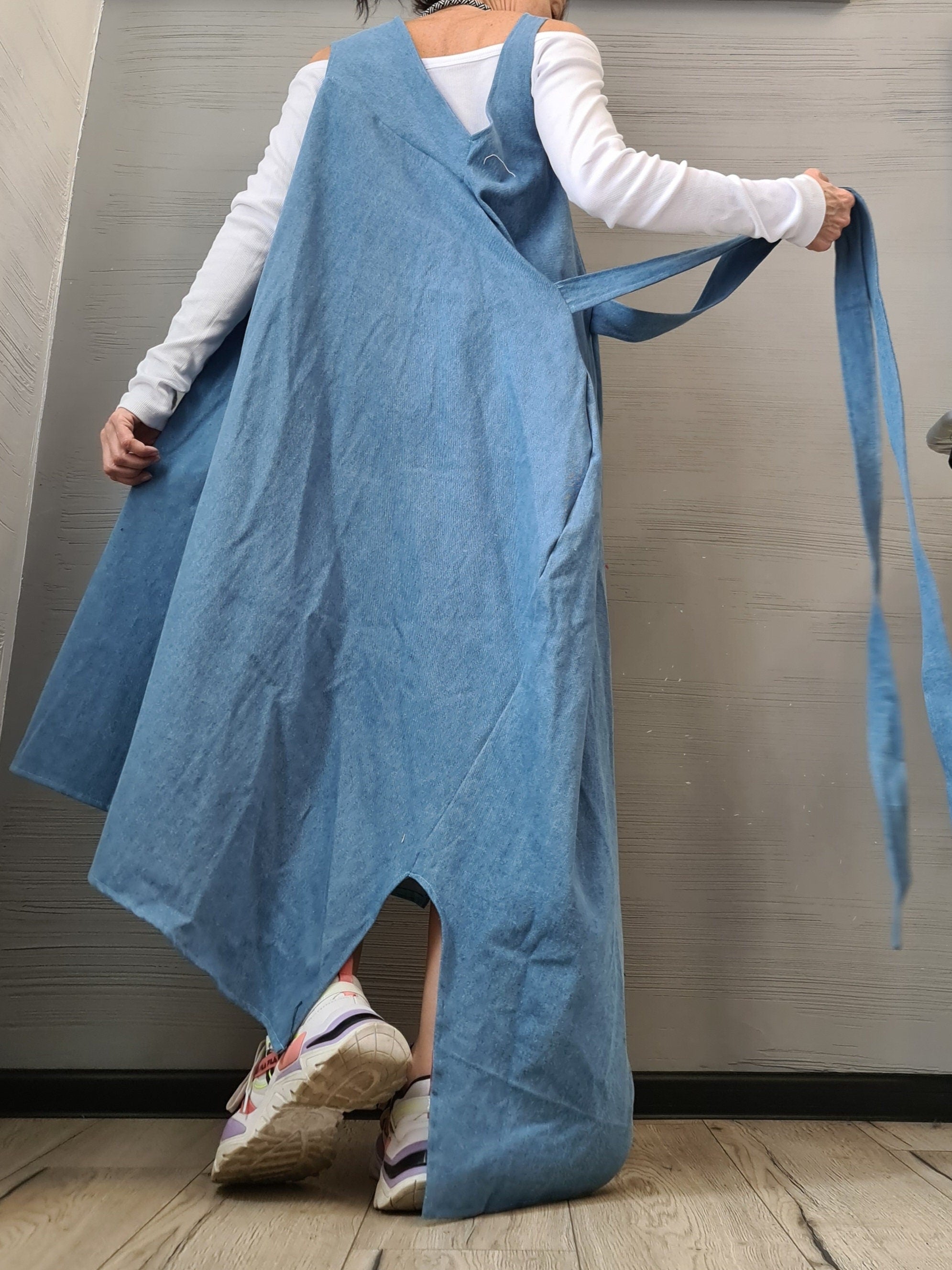 Denim Dress, Asymmetric Dress, Oversize Dress, Sleeveless Dress, Extravagant Dress, Plus Size Dress, Avant-garde