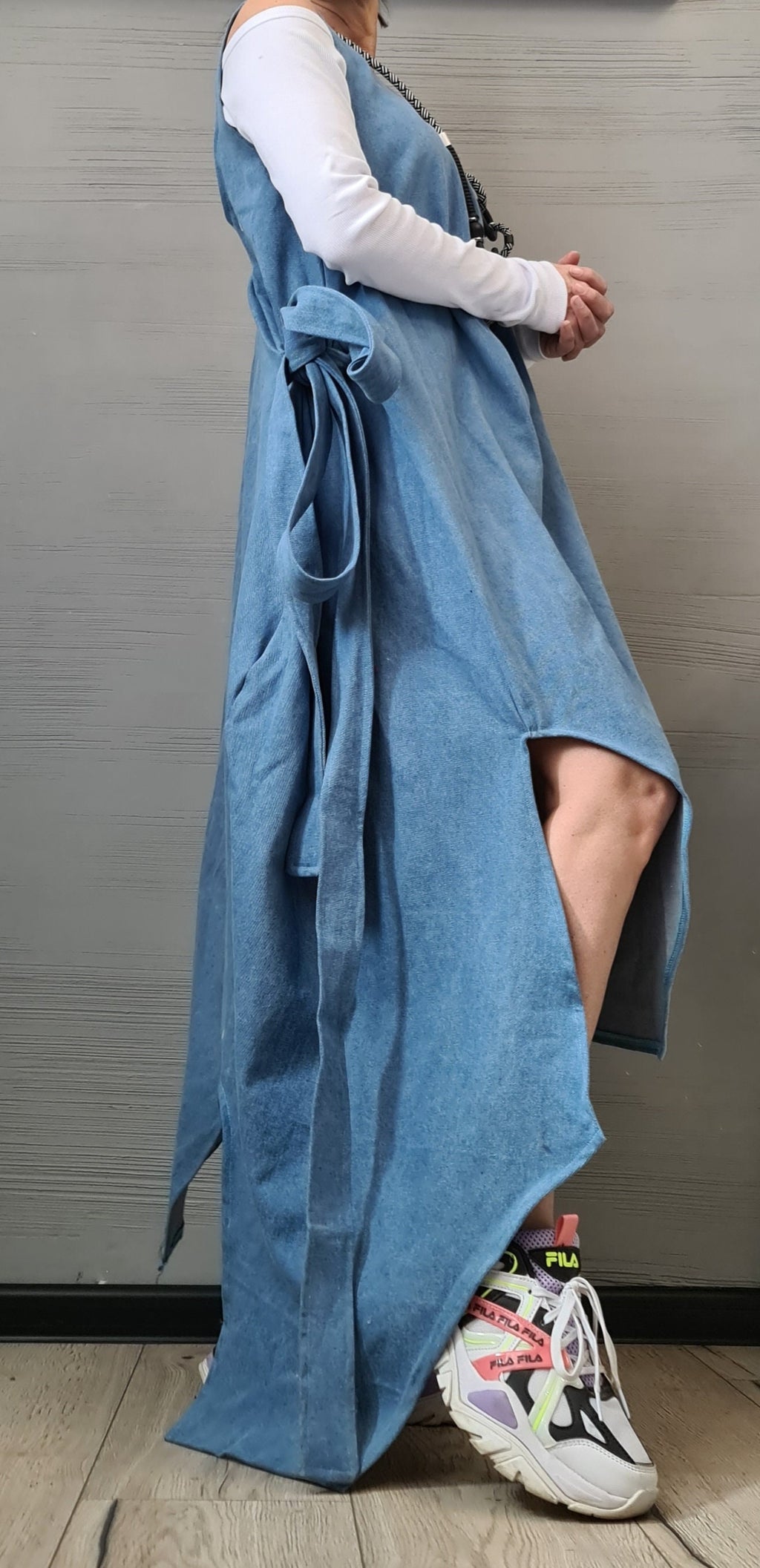 Denim Dress, Asymmetric Dress, Oversize Dress, Sleeveless Dress, Extravagant Dress, Plus Size Dress, Avant-garde