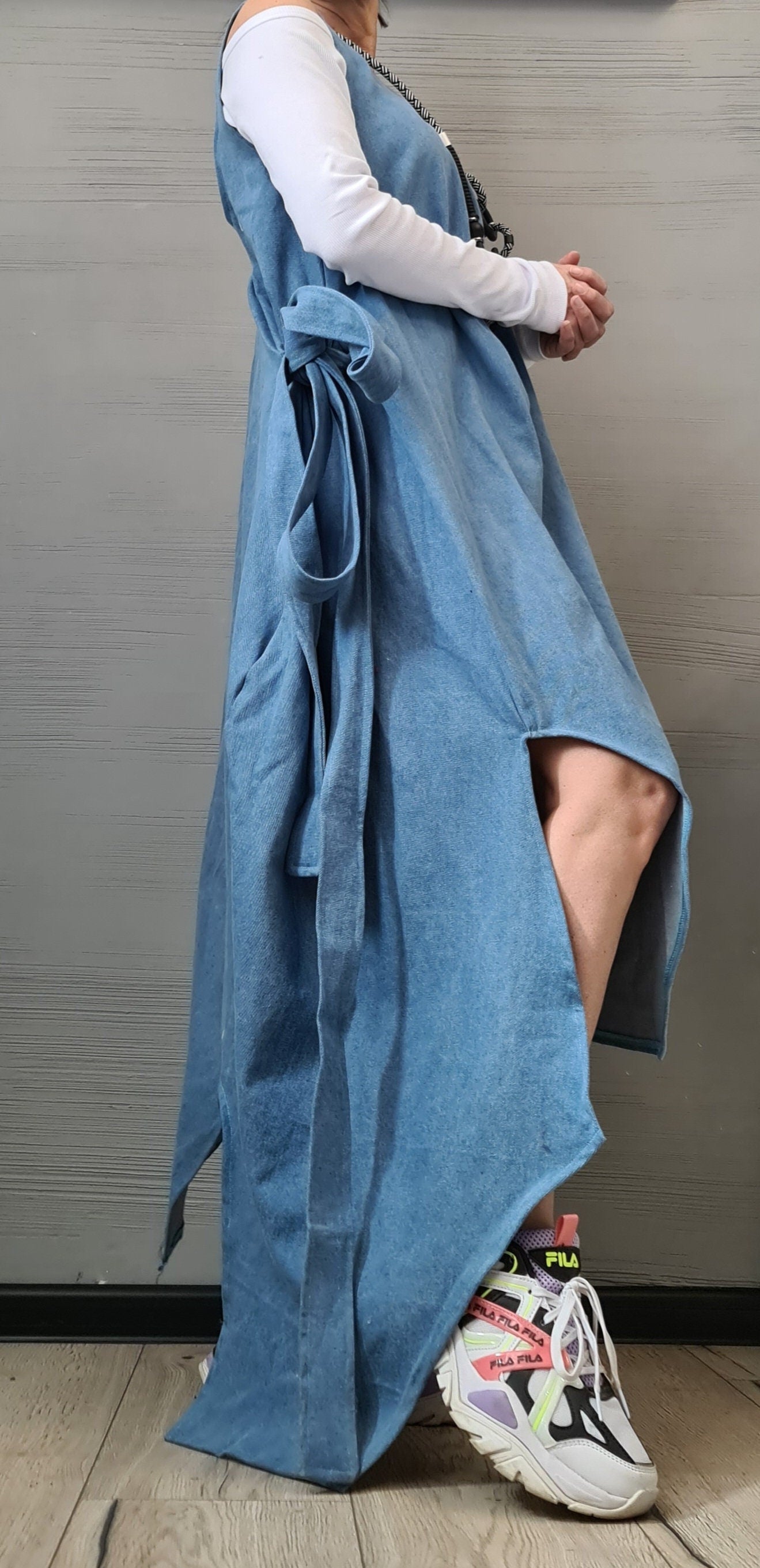 Denim Dress, Asymmetric Dress, Oversize Dress, Sleeveless Dress, Extravagant Dress, Plus Size Dress, Avant-garde