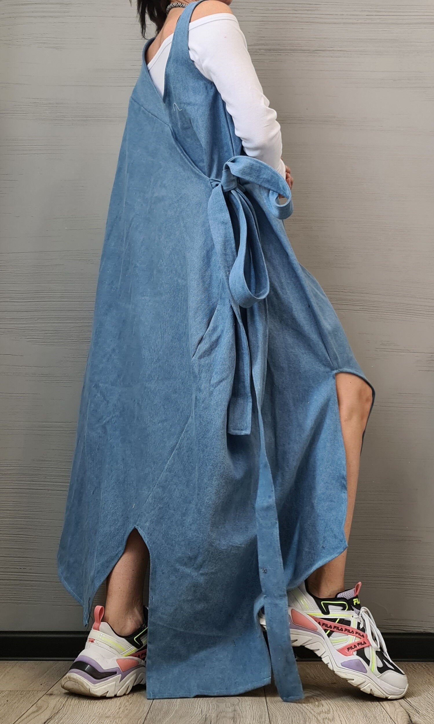 Denim Dress, Asymmetric Dress, Oversize Dress, Sleeveless Dress, Extravagant Dress, Plus Size Dress, Avant-garde