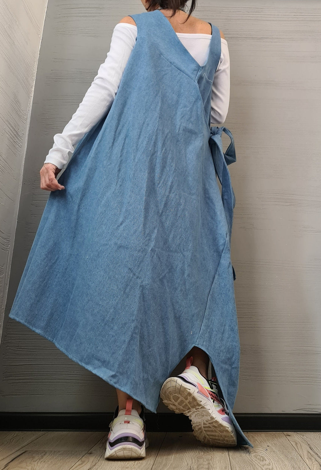 Denim Dress, Asymmetric Dress, Oversize Dress, Sleeveless Dress, Extravagant Dress, Plus Size Dress, Avant-garde