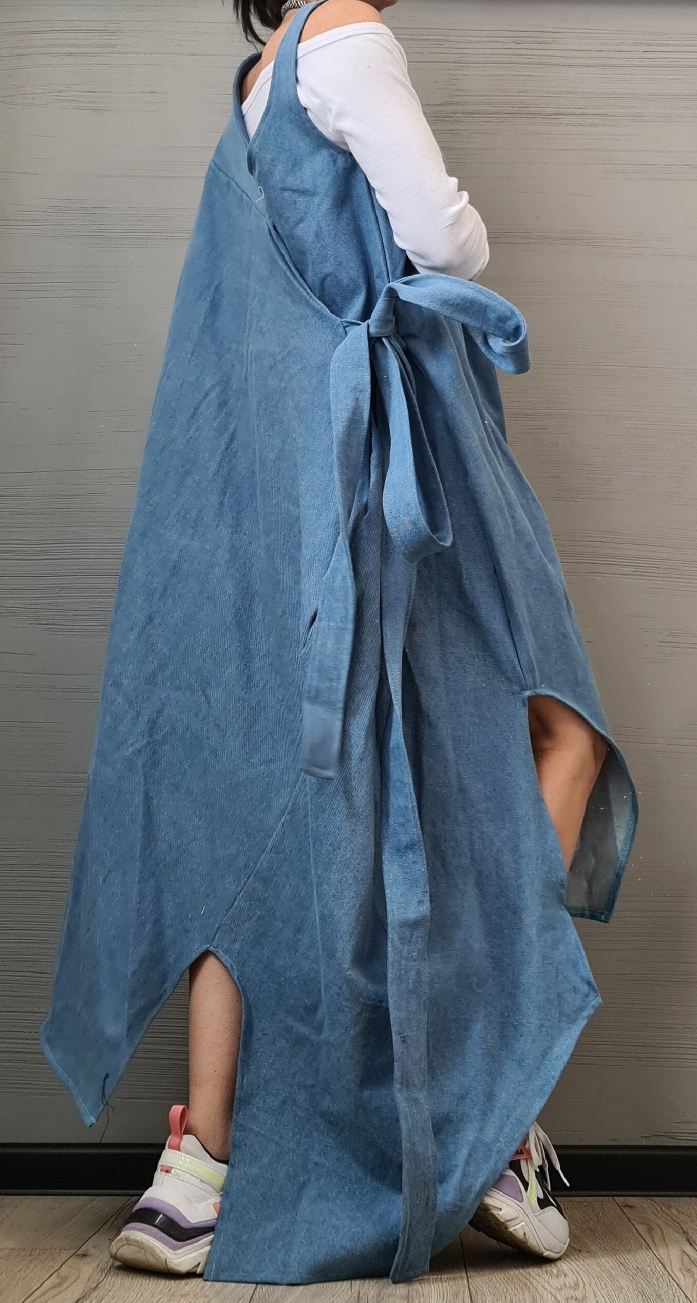 Denim Dress, Asymmetric Dress, Oversize Dress, Sleeveless Dress, Extravagant Dress, Plus Size Dress, Avant-garde