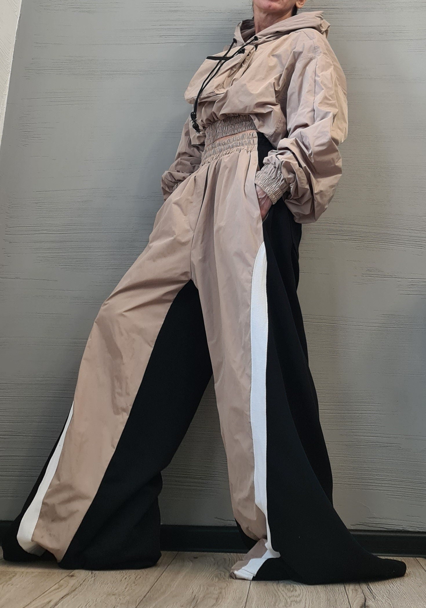 New collection Asymmetrical Set, Outwear Women Set, Wide Leg Pants, Extravagant Set