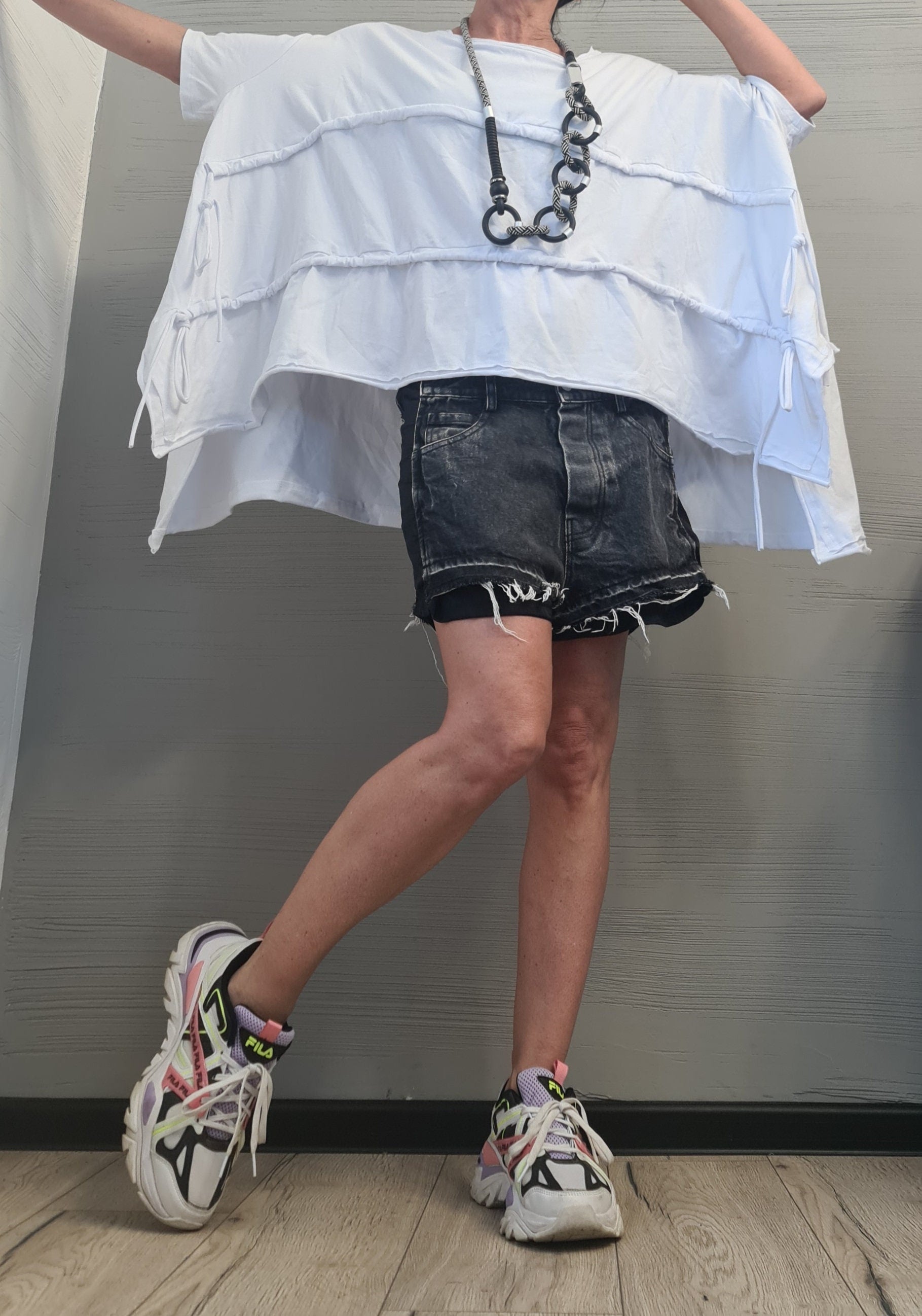 Avant Garde White Tunic, Wide Blouse, Loose Tunic, Asymmetric Blouse, Oversize Tunic