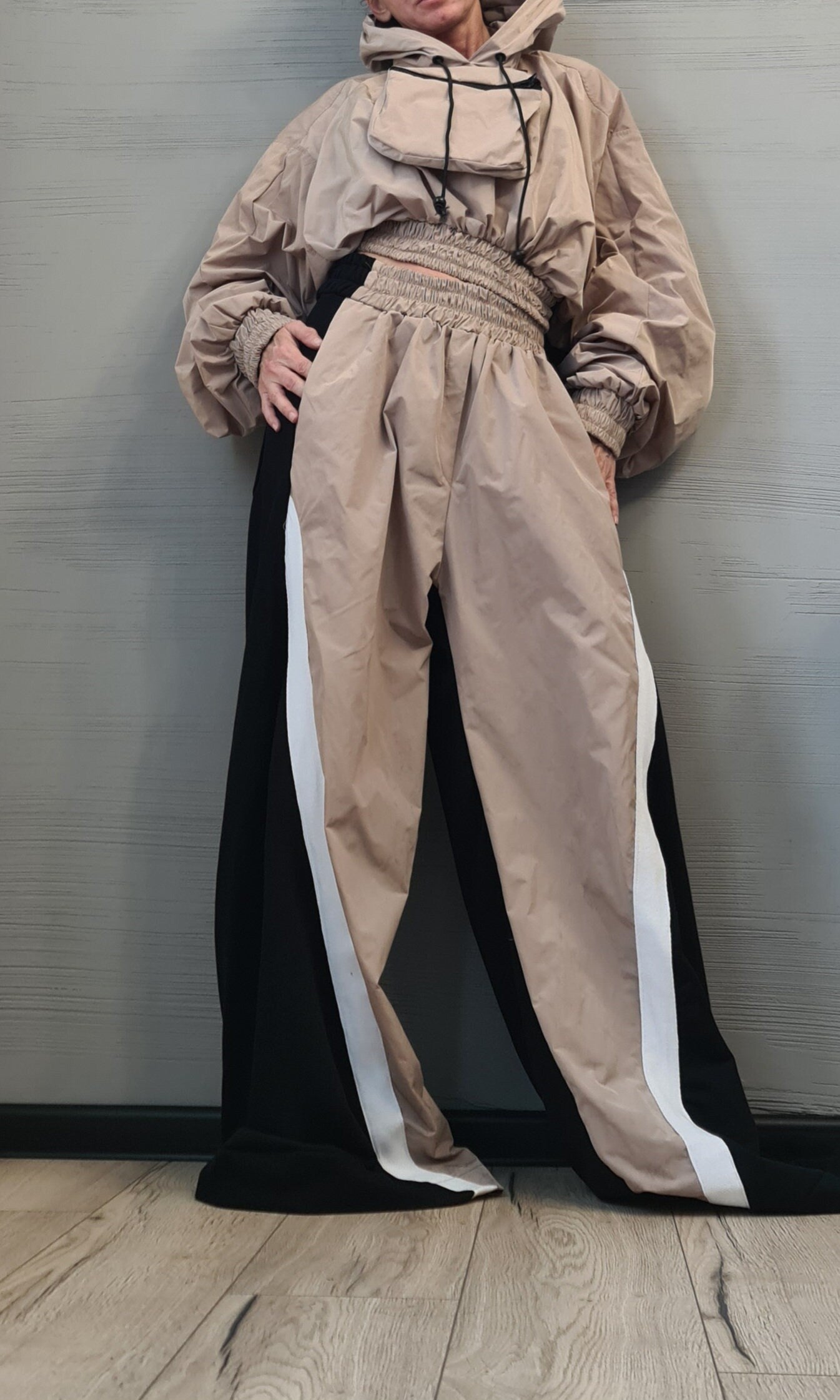 New collection Asymmetrical Set, Outwear Women Set, Wide Leg Pants, Extravagant Set