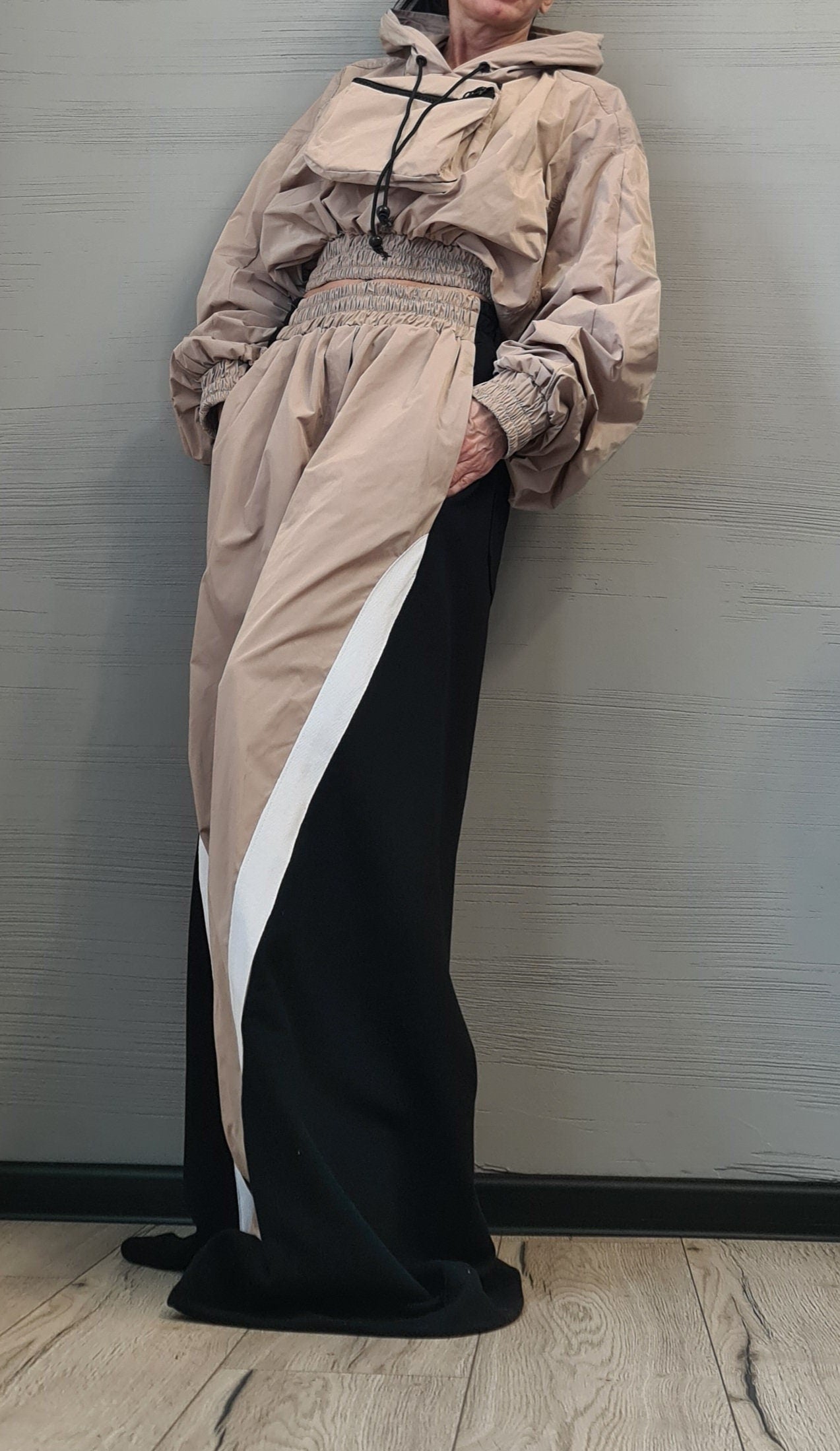 New collection Asymmetrical Set, Outwear Women Set, Wide Leg Pants, Extravagant Set