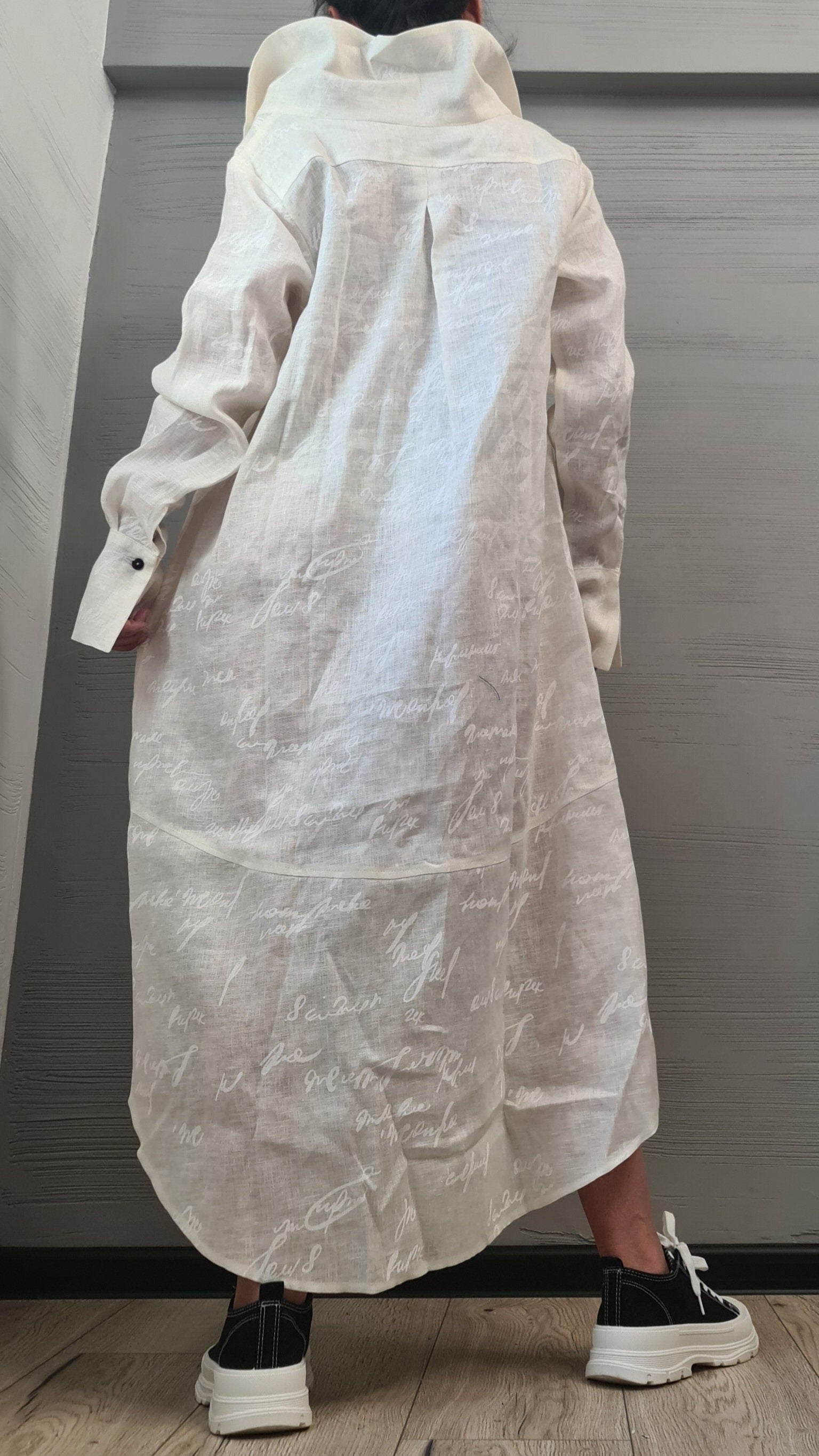 New collection Linen Asymmetric Shirt, Long Short Shirt, Avant Garde Tunic, Loose Tunic Shirt,Extravagant Shirt, summer 2024 beach shirt