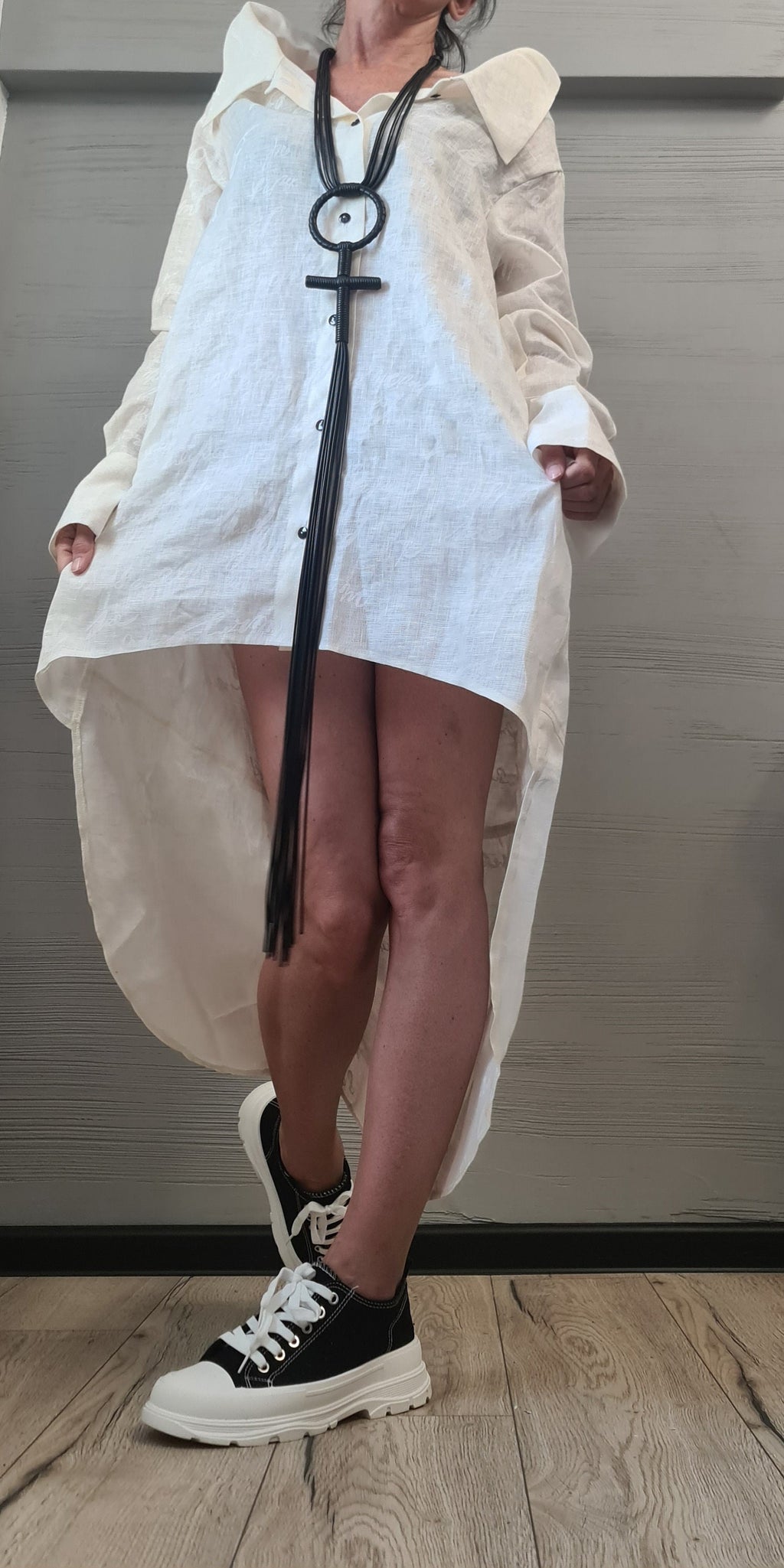 New collection Linen Asymmetric Shirt, Long Short Shirt, Avant Garde Tunic, Loose Tunic Shirt,Extravagant Shirt, summer 2024 beach shirt