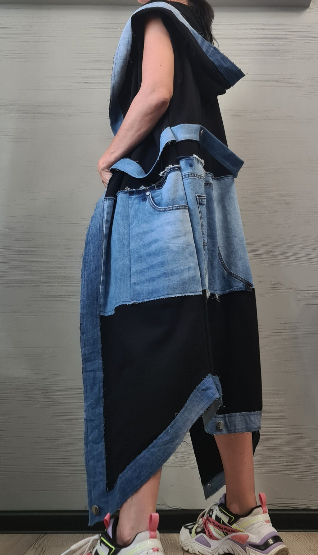 Gothic Vest, Denim & Cotton, Asymmetric Vest, Sleeveless Vest, Long Vest, Extravagant Vest, Maxi Vest, DRESSSHOESCODE