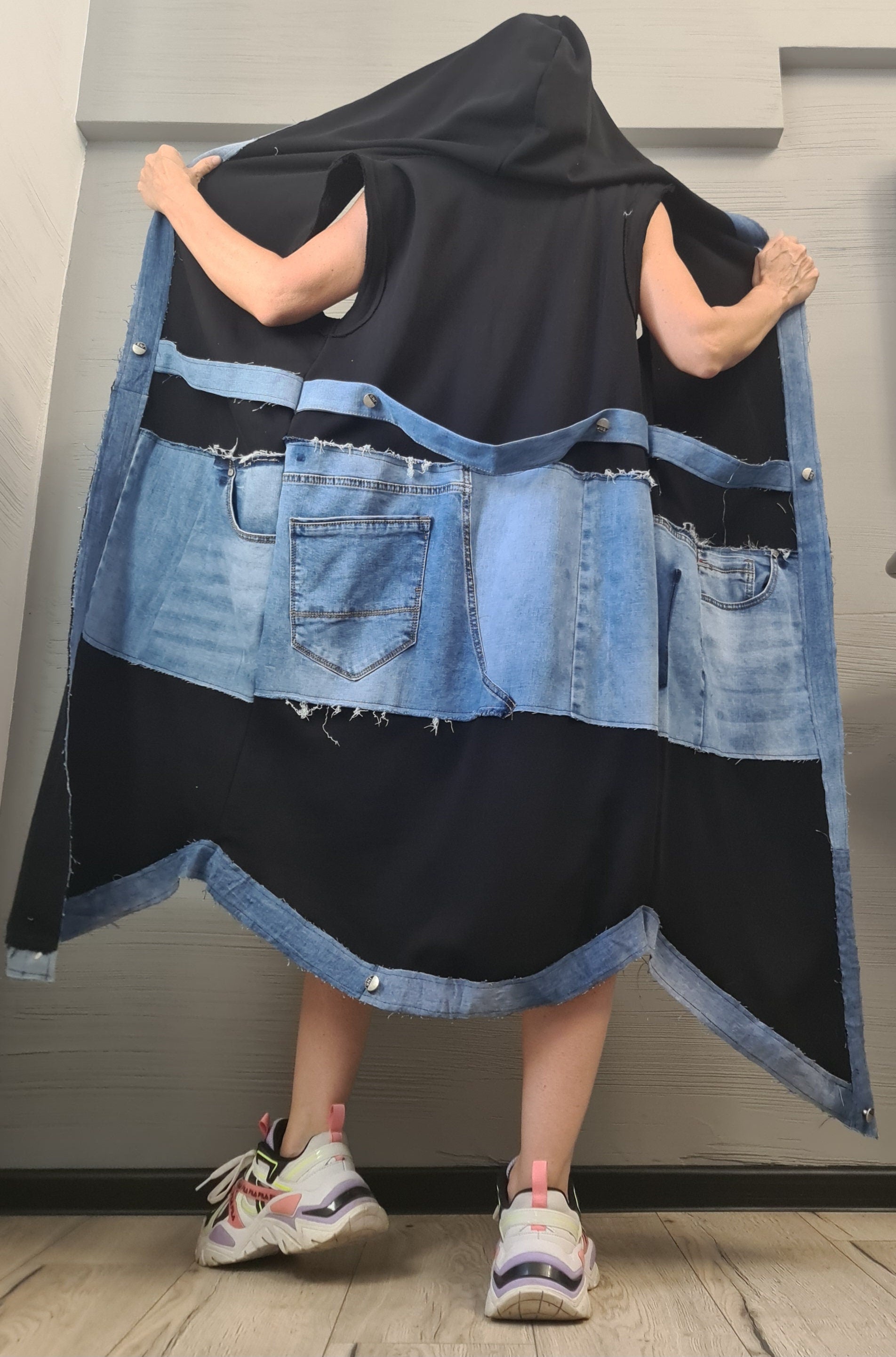 Gothic Vest, Denim & Cotton, Asymmetric Vest, Sleeveless Vest, Long Vest, Extravagant Vest, Maxi Vest, DRESSSHOESCODE