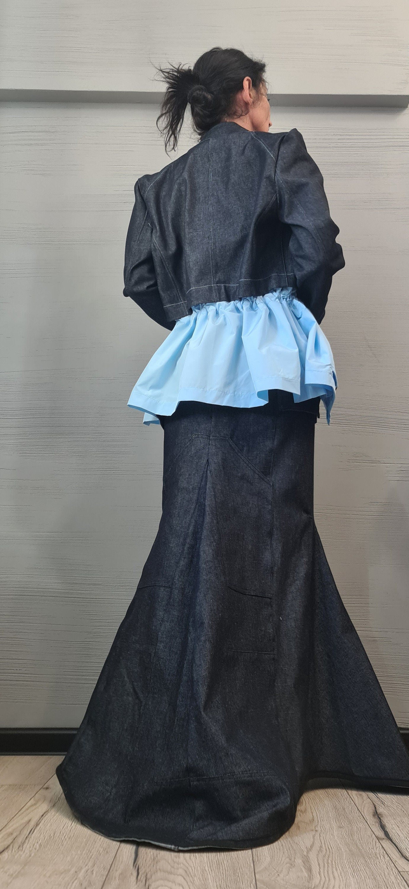 New collection Denim Avant Garde Blazer, Extravagant jacket, Asymmetrical Jacket, Deconstructed Futuristic Clothing, DRESSSHOESCODE