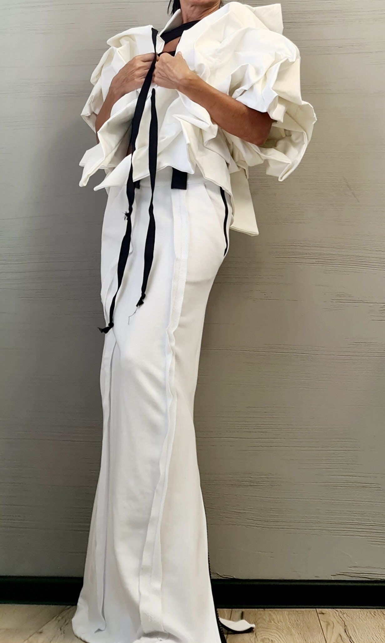 Denim Extravagant Jacket, Women Short Jacket, Asymmetric Jacket DRESSSHOESCODE