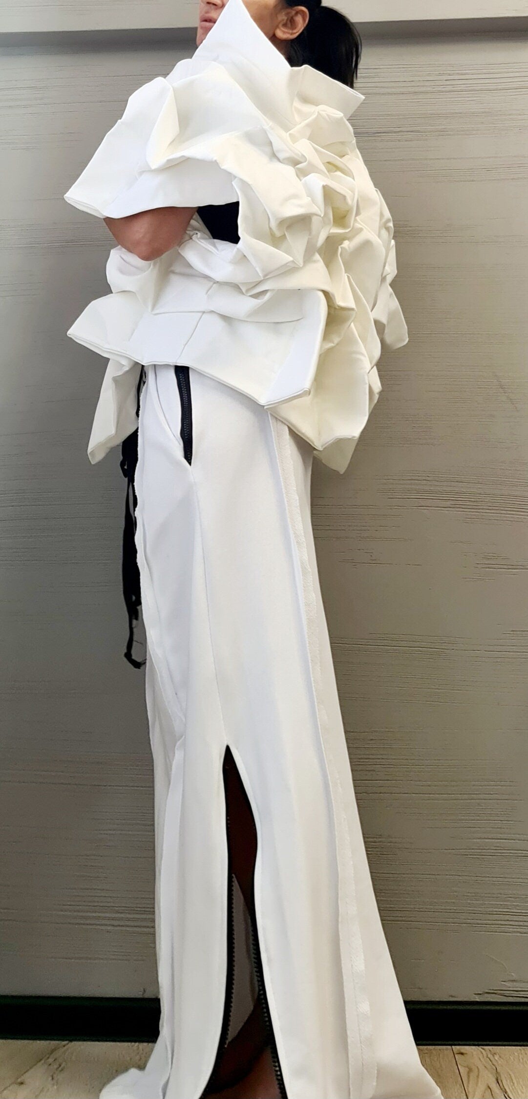 Denim Extravagant Jacket, Women Short Jacket, Asymmetric Jacket DRESSSHOESCODE