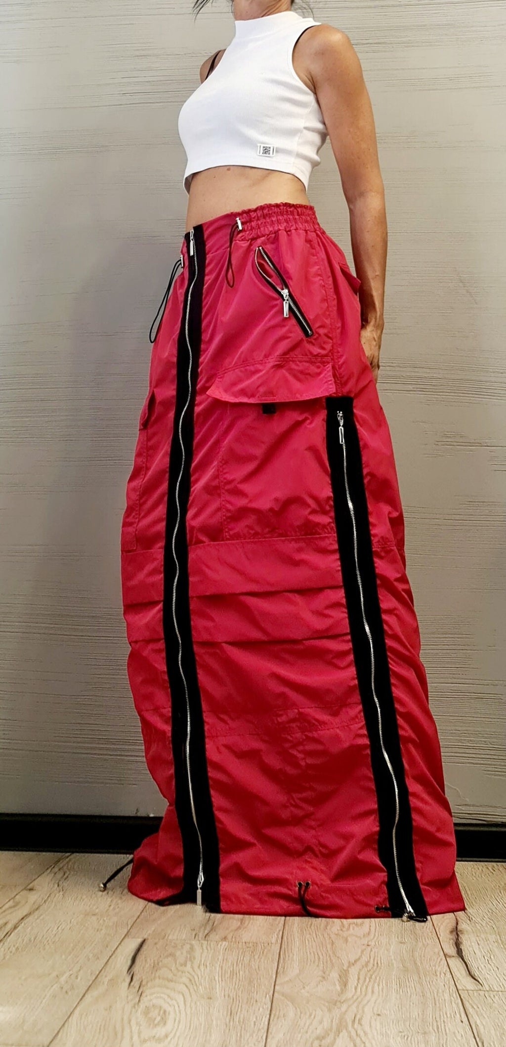 New collection Extravagant Long Skirt, Deconstructed Avant Garde Skirt Outside Pockets, Sexy Skirt Dress