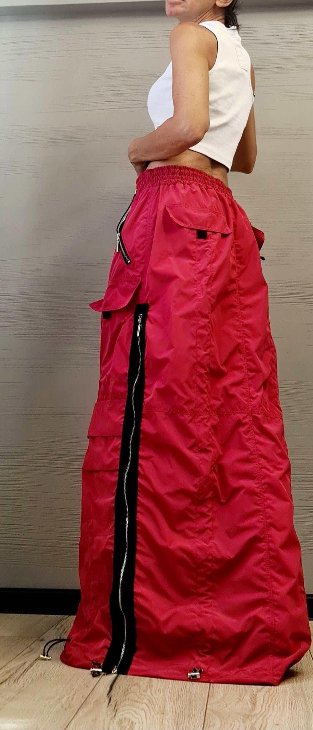 New collection Extravagant Long Skirt, Deconstructed Avant Garde Skirt Outside Pockets, Sexy Skirt Dress