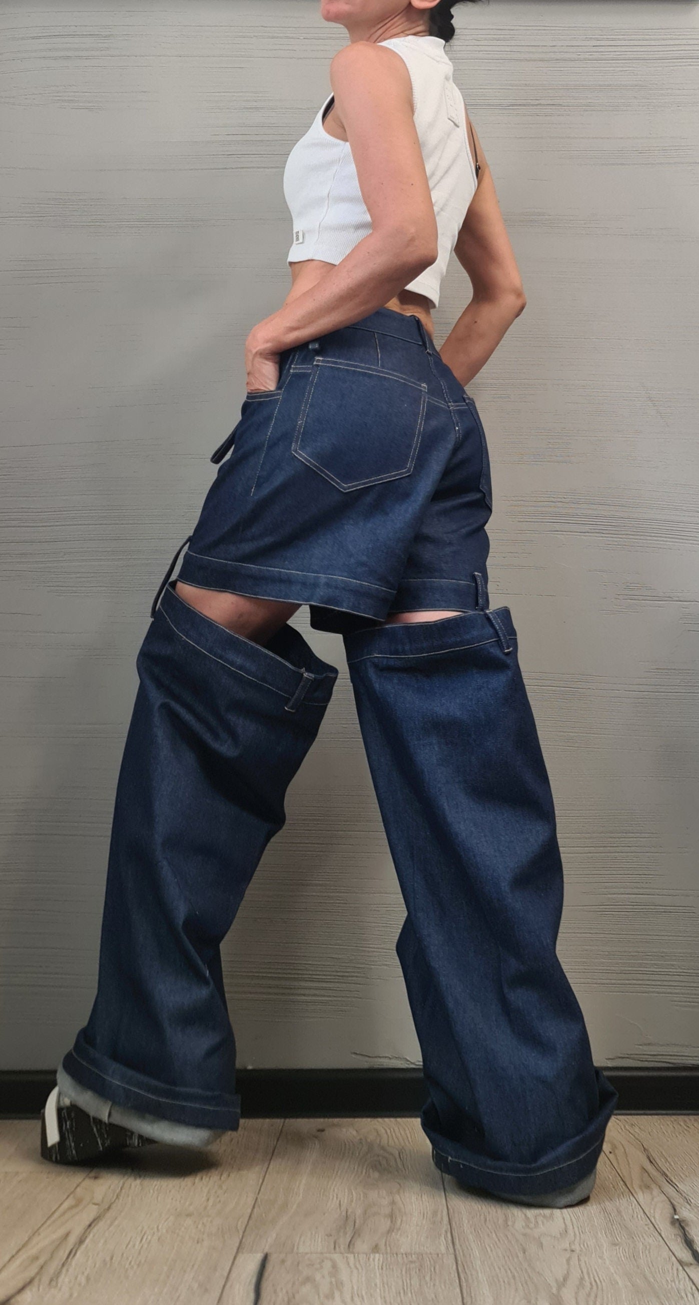 Extravagant Denim Pants, Avant Garde Pants, Deconstructed Pants Women, Drop Crotch Pants, DRESSSHOESCODE