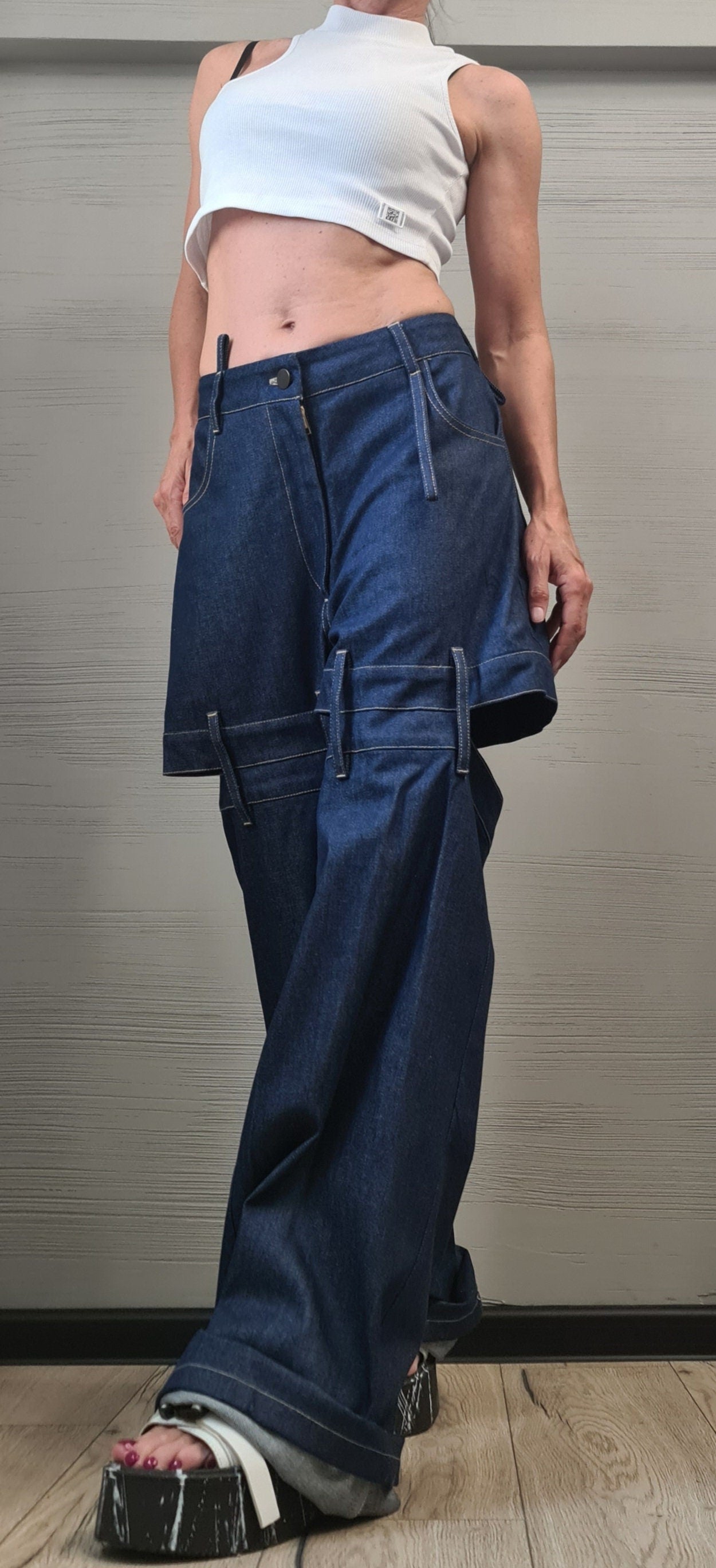 Extravagant Denim Pants, Avant Garde Pants, Deconstructed Pants Women, Drop Crotch Pants, DRESSSHOESCODE