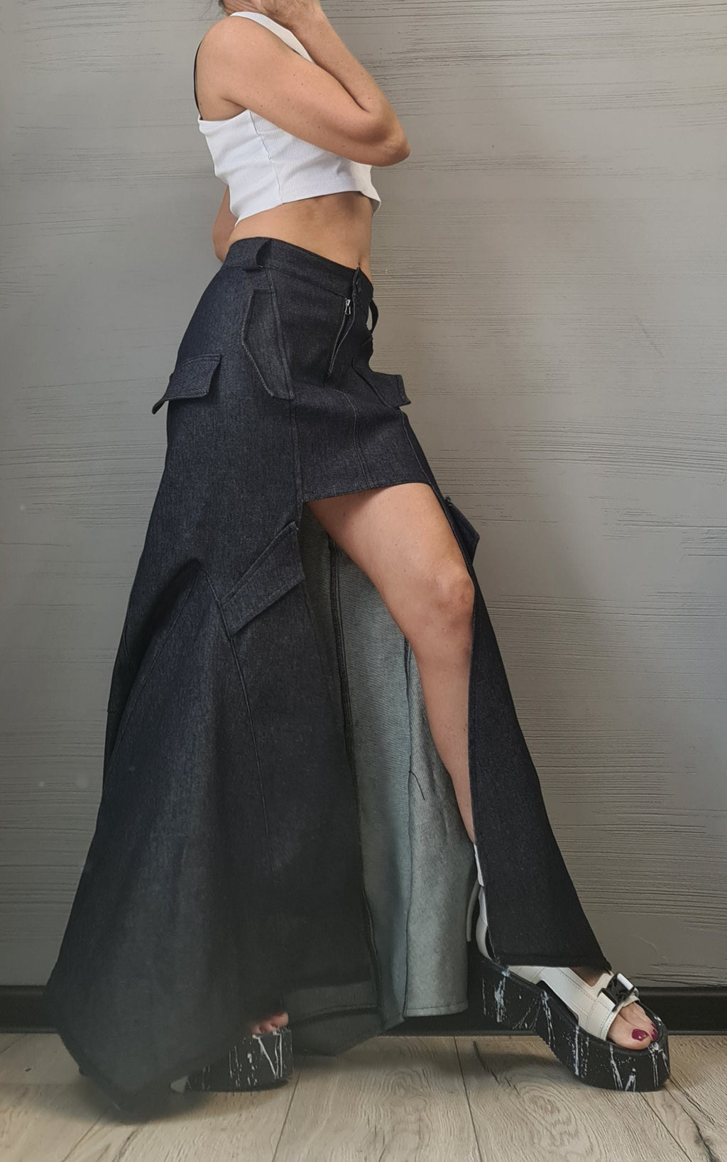 NEW Collection Extravagant Skirt, Long Short Skirt, Gothic Skirt, Asymmetric Skirt, Wrap Skirt, A Line Skirt