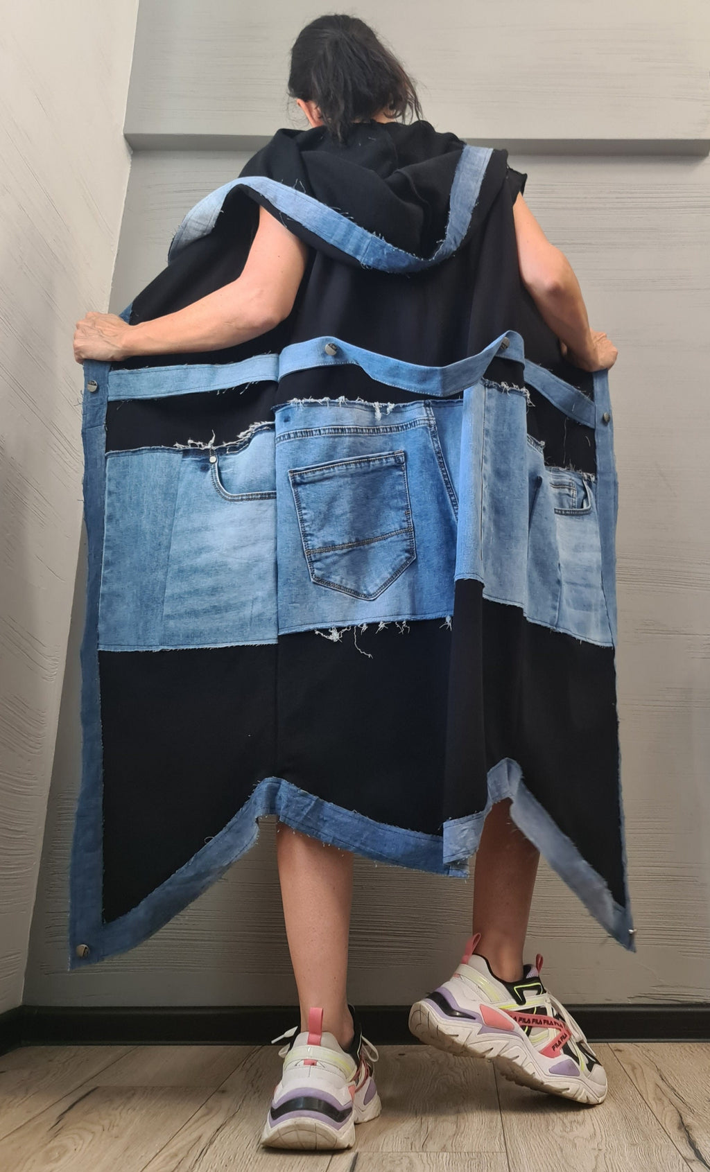 Gothic Vest, Denim & Cotton, Asymmetric Vest, Sleeveless Vest, Long Vest, Extravagant Vest, Maxi Vest, DRESSSHOESCODE