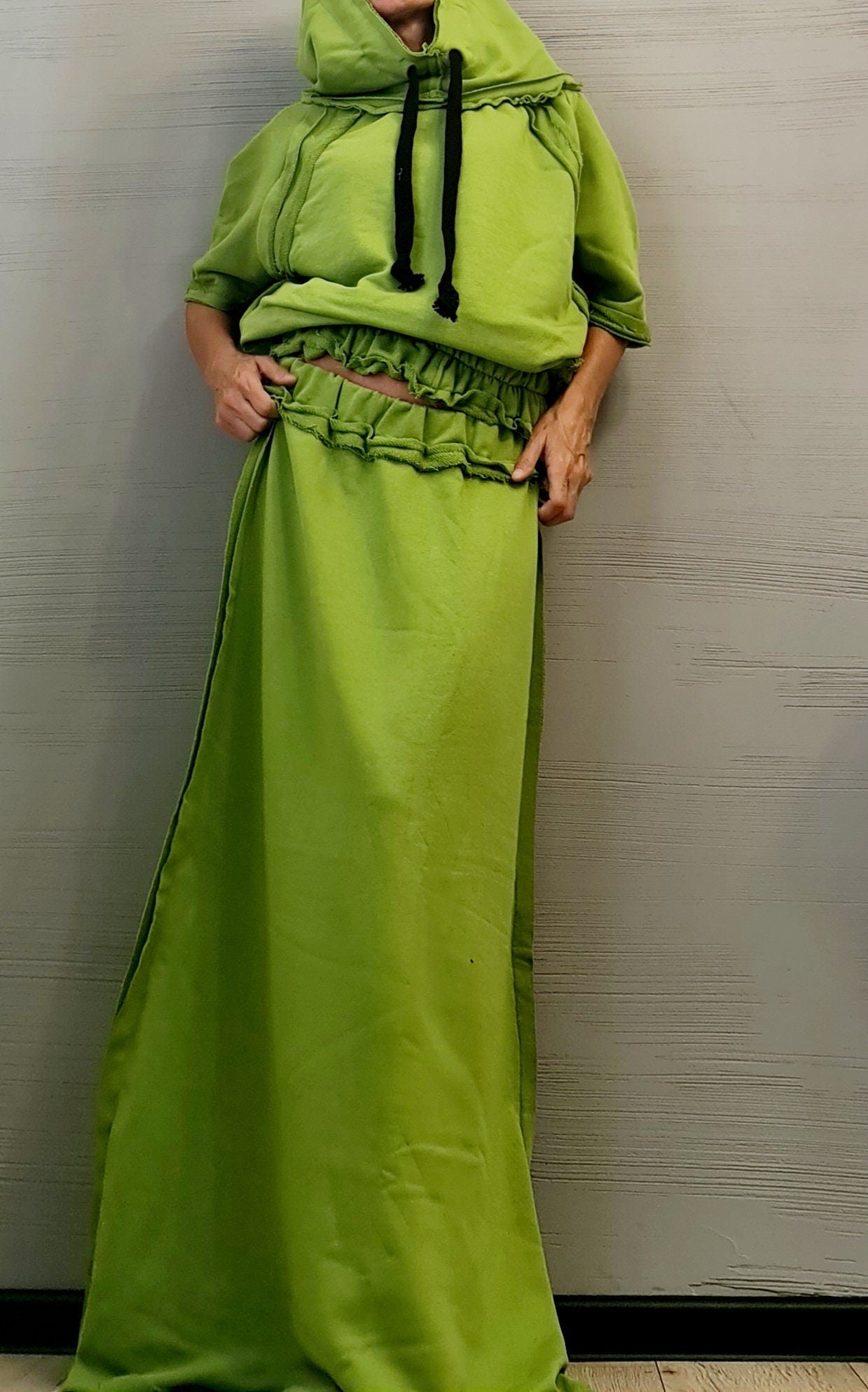 New collection Blouse And Skirt Set, Cotton Women Costume, Extravagant Skirt, Sexy Women Suit, Avant Garde Skirt Outside Seam DRESSSHOESCODE