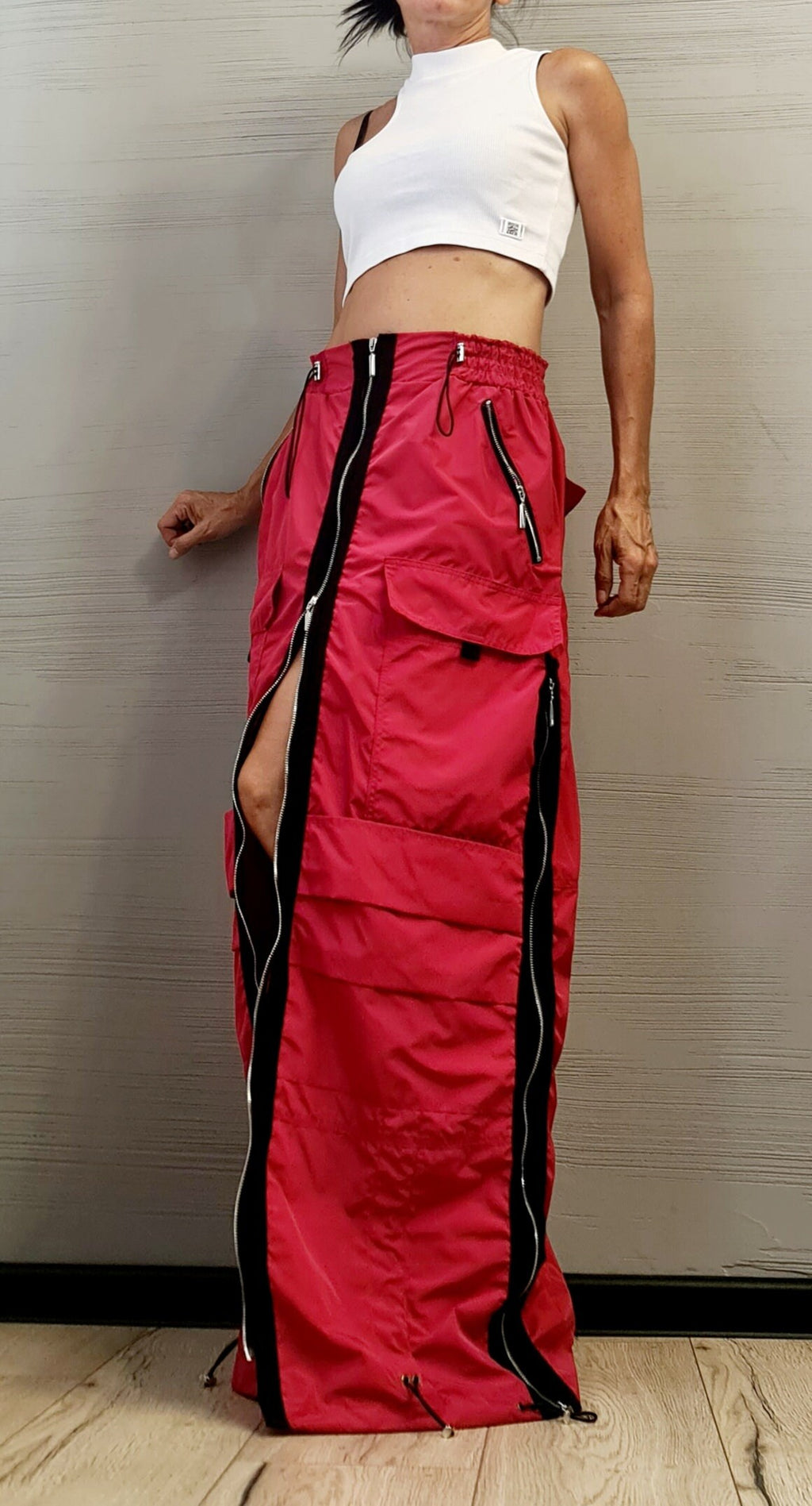 New collection Extravagant Long Skirt, Deconstructed Avant Garde Skirt Outside Pockets, Sexy Skirt Dress