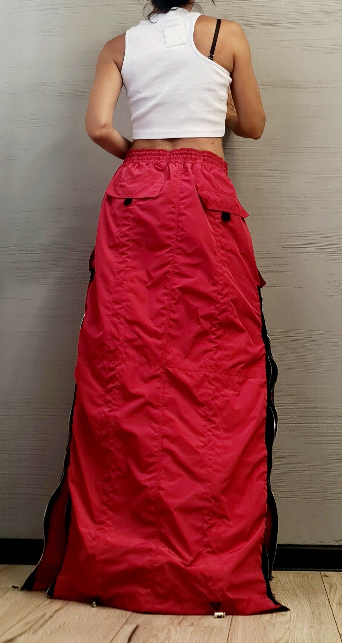 New collection Extravagant Long Skirt, Deconstructed Avant Garde Skirt Outside Pockets, Sexy Skirt Dress