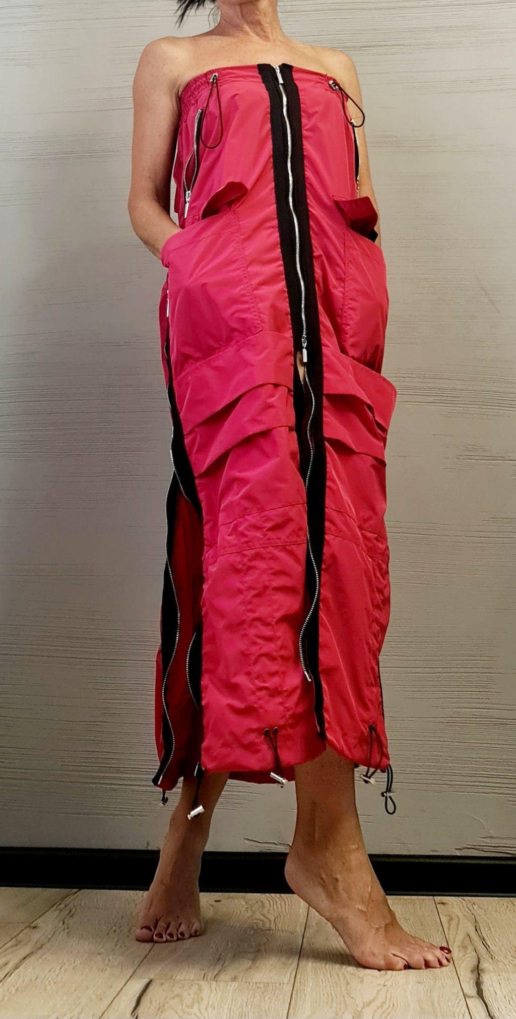 New collection Extravagant Long Skirt, Deconstructed Avant Garde Skirt Outside Pockets, Sexy Skirt Dress