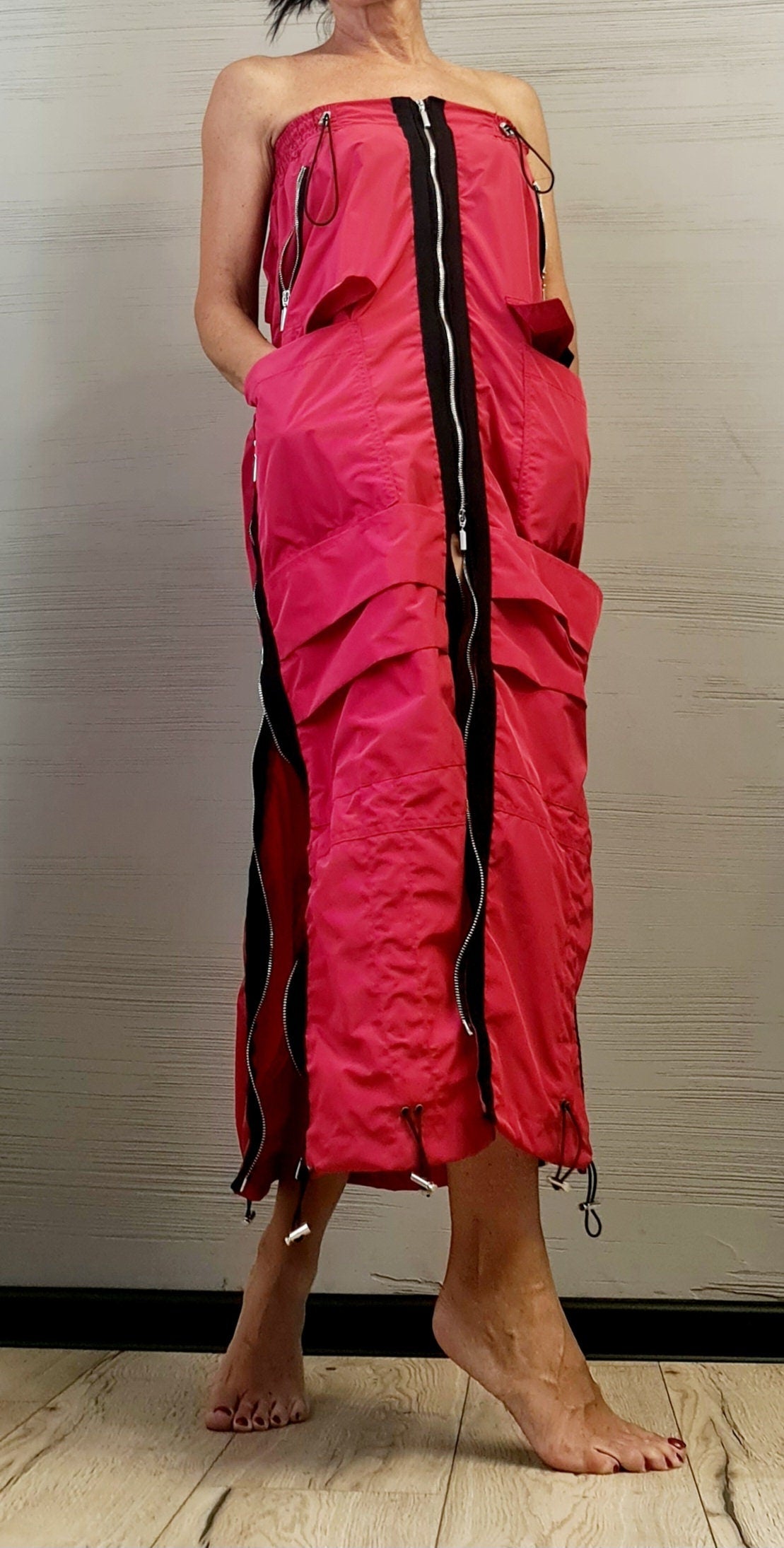 New collection Extravagant Long Skirt, Deconstructed Avant Garde Skirt Outside Pockets, Sexy Skirt Dress