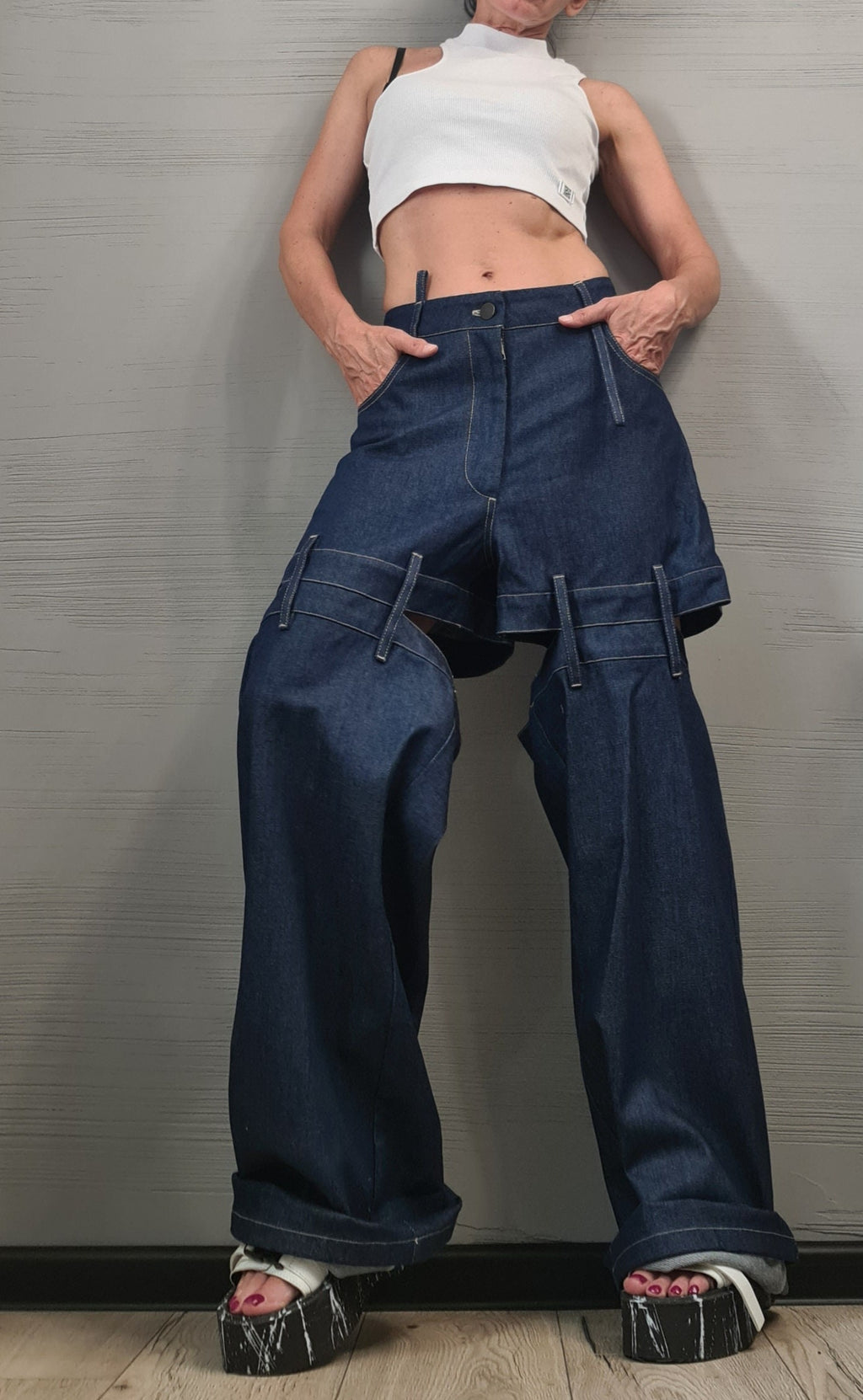 Extravagant Denim Pants, Avant Garde Pants, Deconstructed Pants Women, Drop Crotch Pants, DRESSSHOESCODE